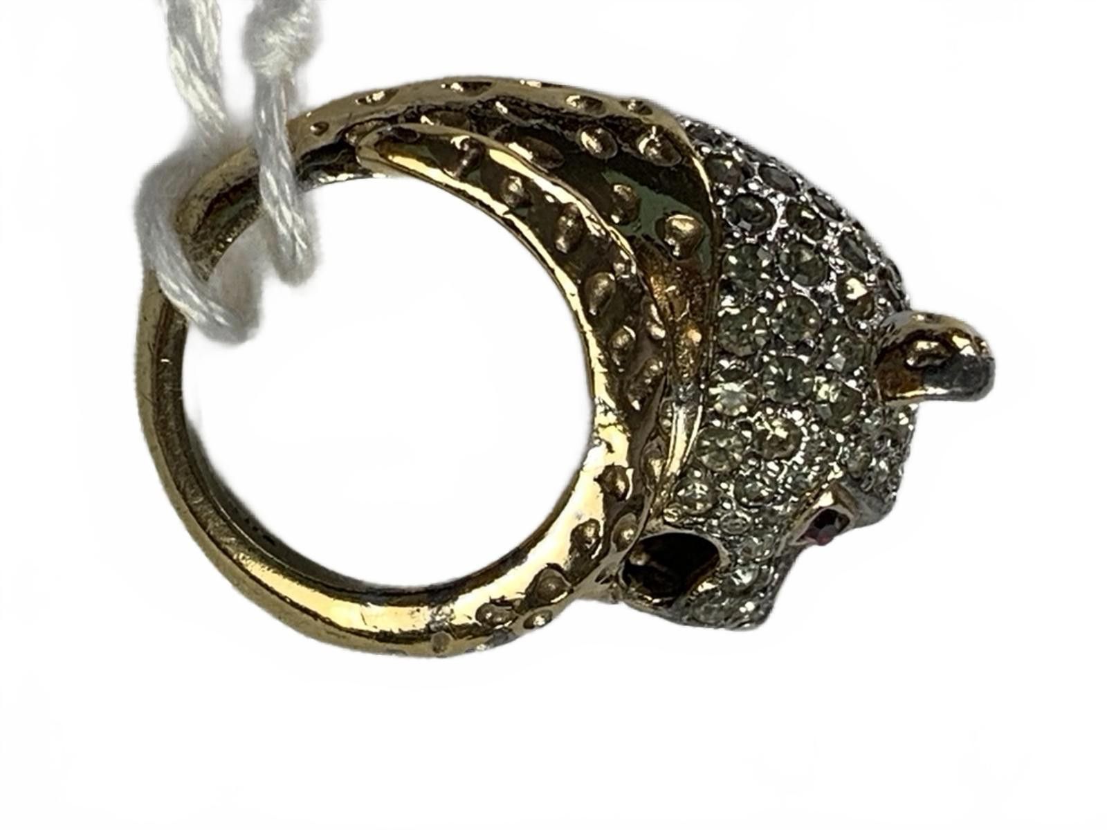 Other Panetta Sterling Silver Cubic Zirconia Jeweled Jaguar Ring Size ONE SIZE - 4 Thumbnail