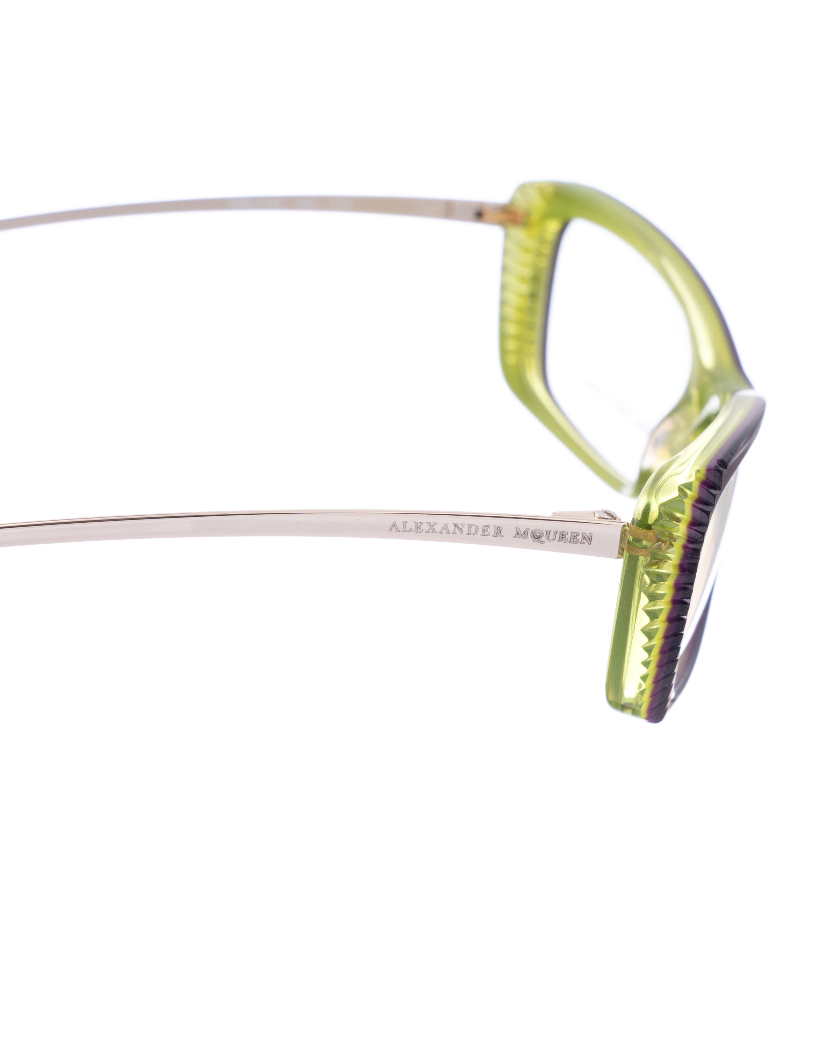 Alexander McQueen Alexander McQueen 90s Black & Green Cat-Eye Glasses Size ONE SIZE - 3 Thumbnail
