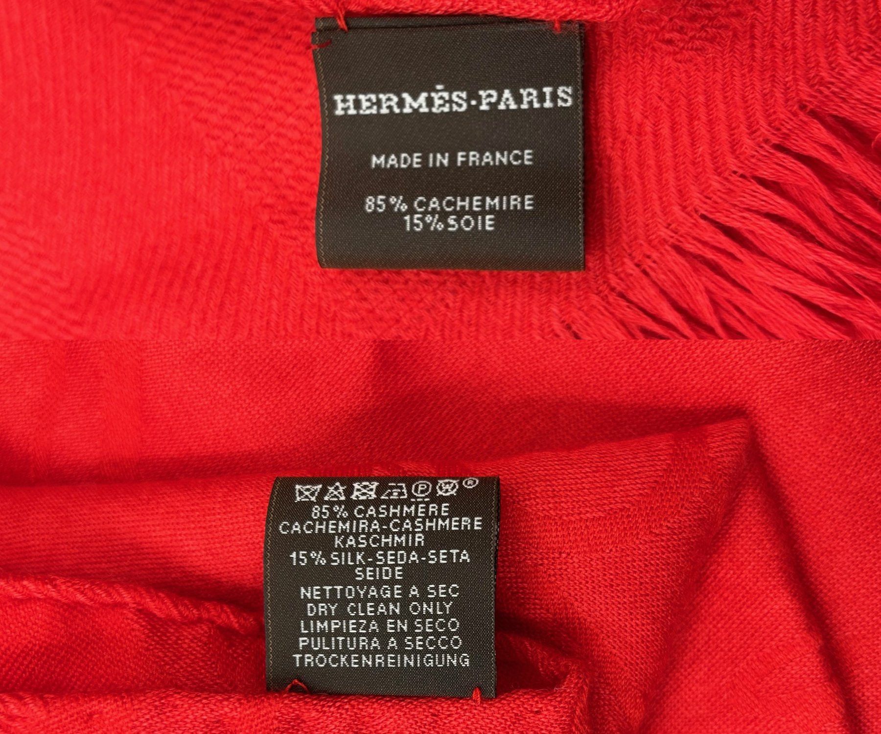 Hermes Hermes Red New Libris Jacquard Cashmere Silk Stole Shawl Size ONE SIZE - 4 Thumbnail