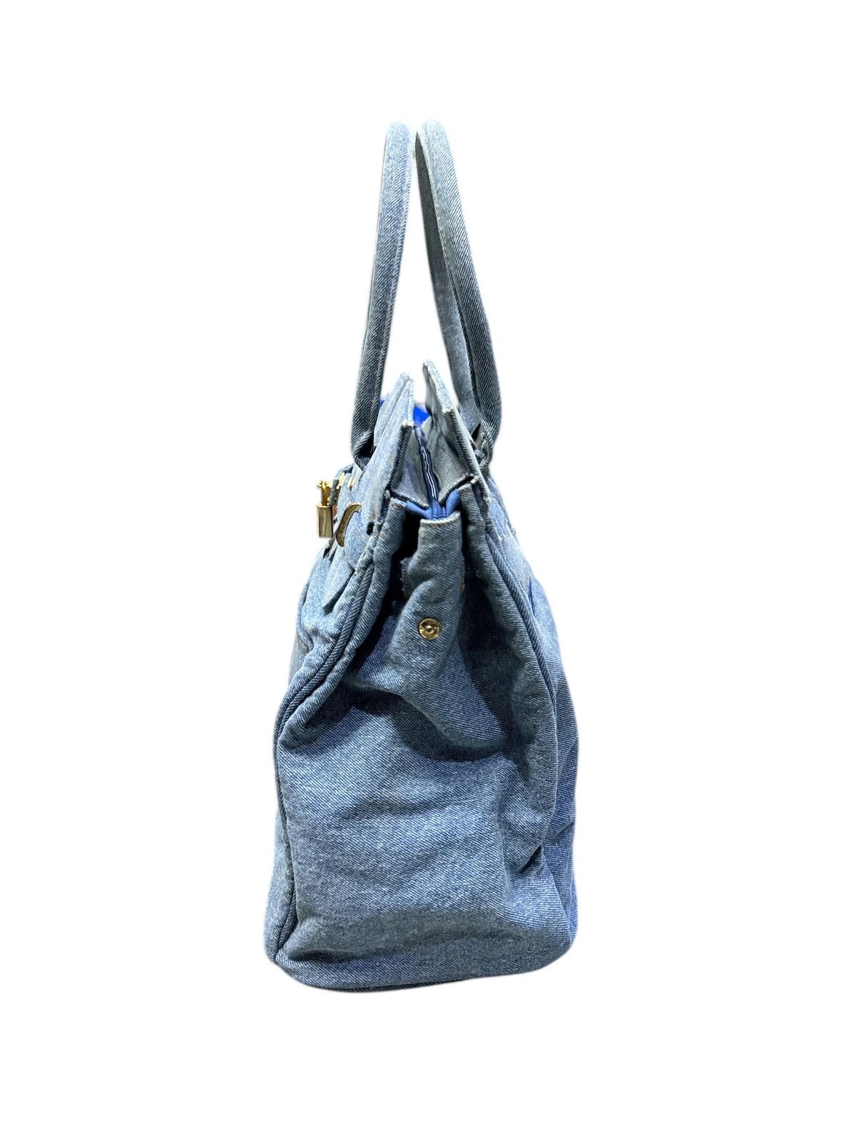 Handmade VINTAGE DENIM HANDMADE BIRKIN STYLE HANDBAG Size ONE SIZE - 2 Thumbnail