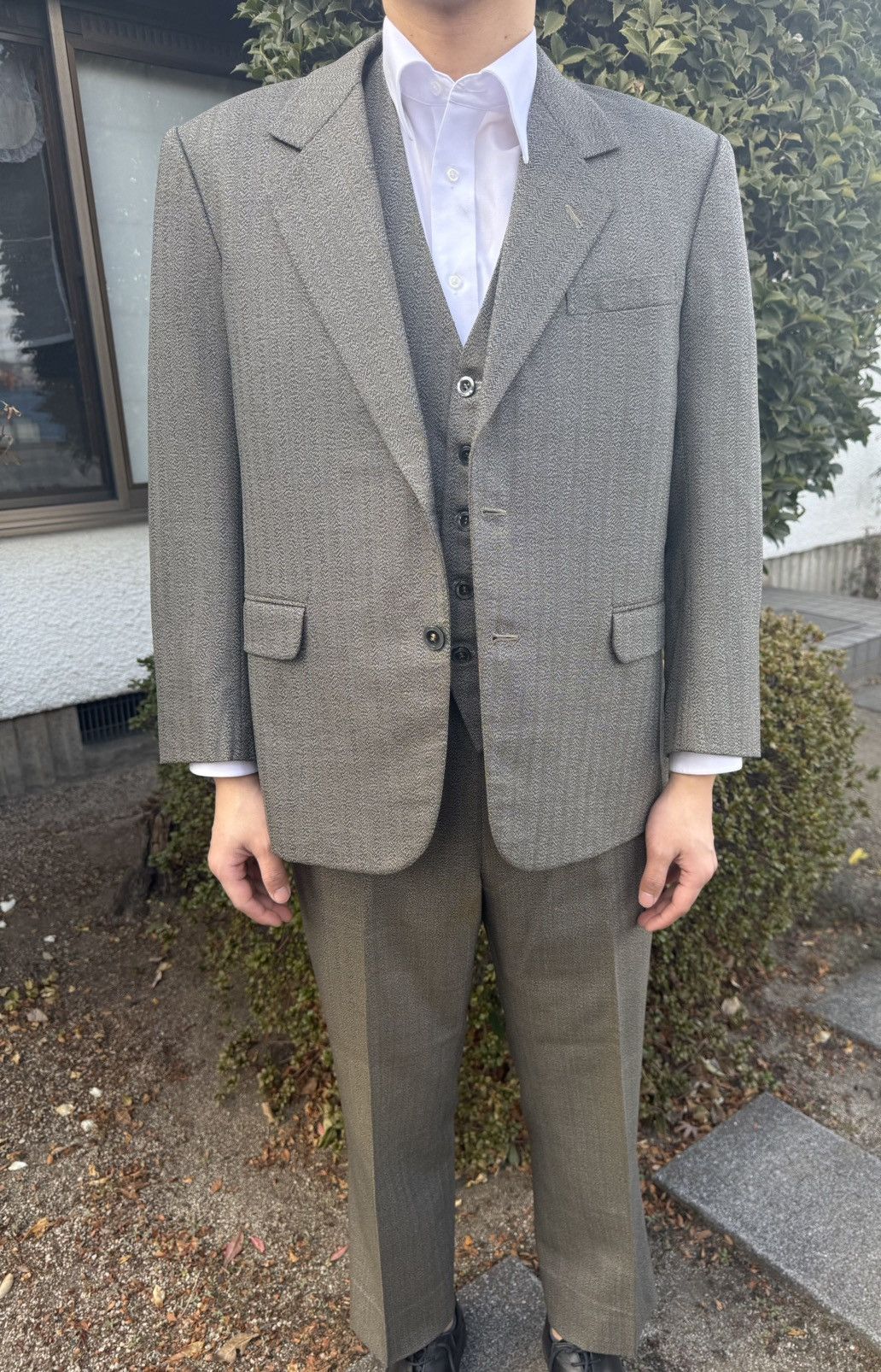 Other Autumn&Winter Vintage Japanese Blue Gray 3 Piece Wool Suit Size 36R - 1 Thumbnail
