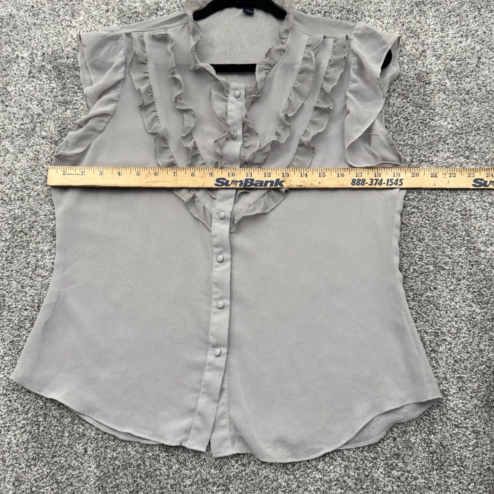 Banana Republic Banana Republic Blouse Womens PL Petite Ruffle Sheer Office Preppy Feminine Chic Flutter Sleeve Button Collared Casual Business Size L / US 10 / IT 46 - 3 Thumbnail