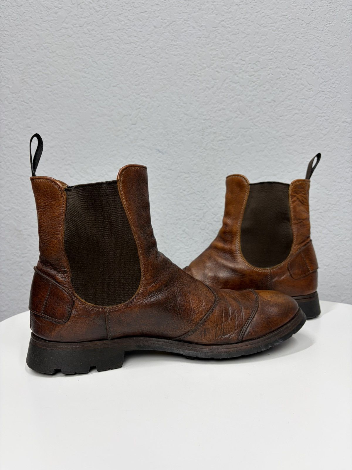 Hedi Slimane Vintage Y2K Guidi CCP Style Distressed Leather Biker Boots Size US 10 / EU 43 - 11 Thumbnail