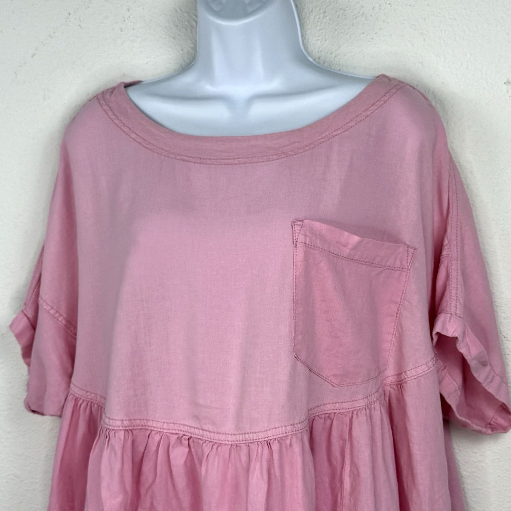 Vintage We The Free Moon City Oversized Slouchy Top Linen Blend Shirt Pink Size S Size S / US 4 / IT 40 - 2 Thumbnail