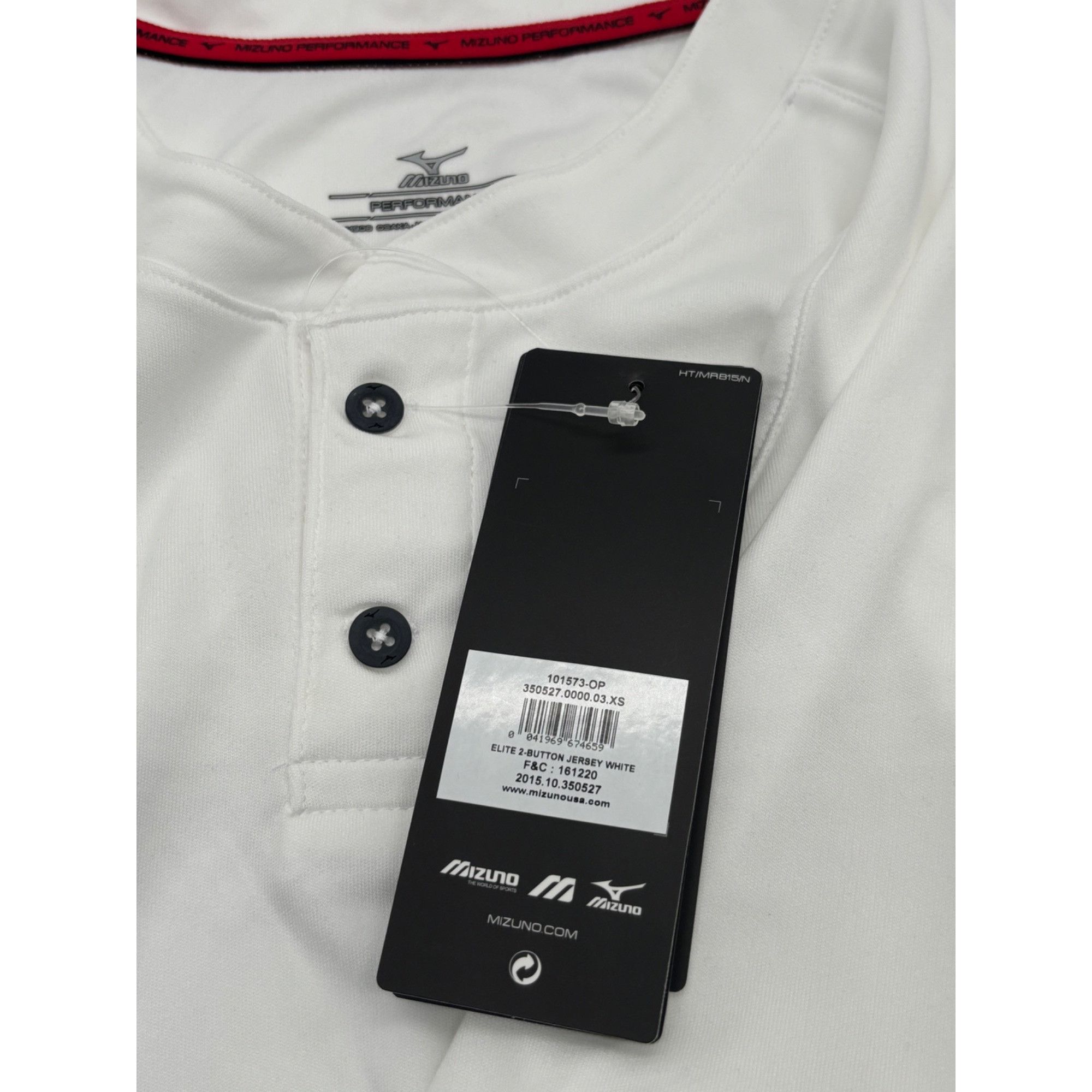 Mizuno Mizuno Men’s Elite 2-Button Baseball Jersey 350527, White, Size US XS / EU 42 / 0 - 9 Thumbnail