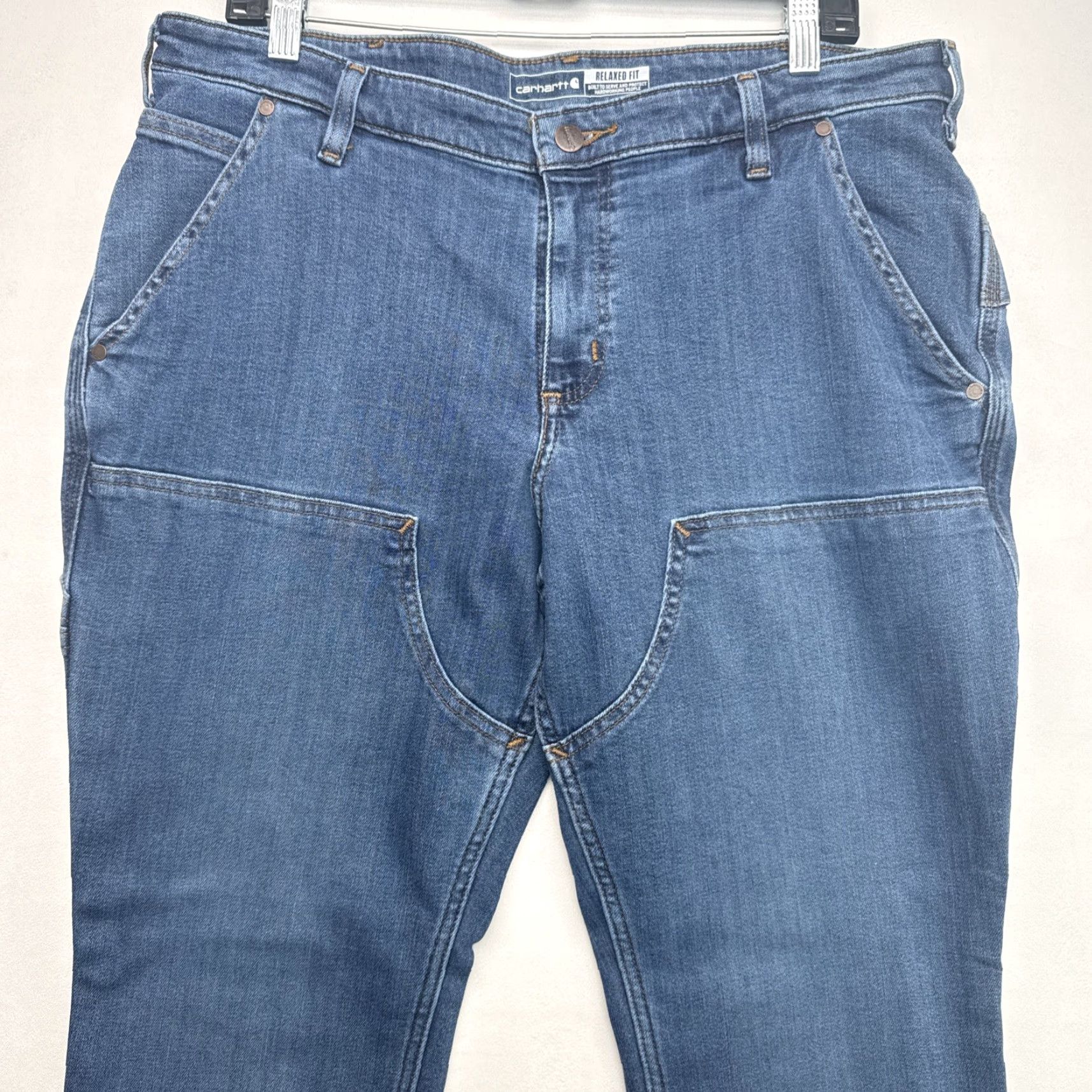 Carhartt Carhartt Jeans BD5110-W 16 Short Relaxed Fit 29x29.75 Blue Denim NWT Logo 5-Pocket Straight Cotton Blend Rugged Flex Women NWT Size 38" / US 16 / IT 52 - 2 Thumbnail