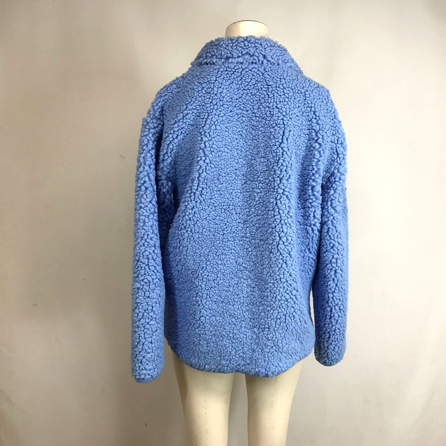 J.Crew J.Crew Womens XS Periwinkle Blue Faux Fur Sherpa Teddy Jacket Coat Button Front Front Patch Pockets Casual Fall Winter Size XS / US 0-2 / IT 36-38 - 5 Thumbnail