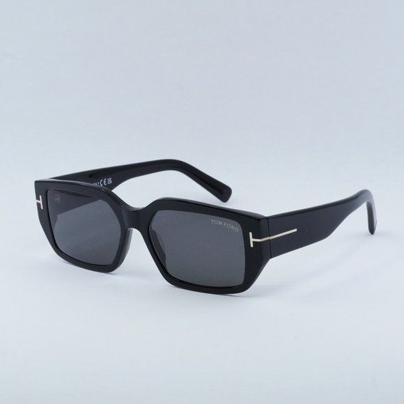 Tom Ford Tom Ford Silvano-02 FT0989 01A Sunglasses Black Rectangle Size ONE SIZE - 3 Thumbnail