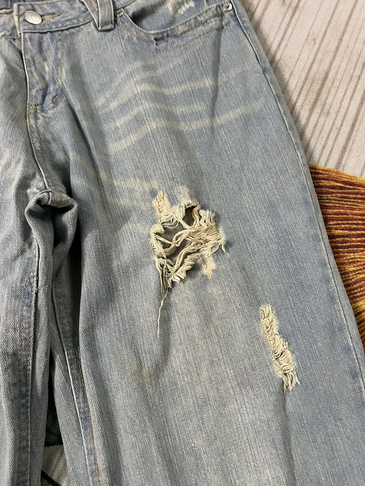 Japanese Brand 💥Flare💥Marna Clef De Sol Faded Distress Jean Size US 32 / EU 48 - 8 Thumbnail