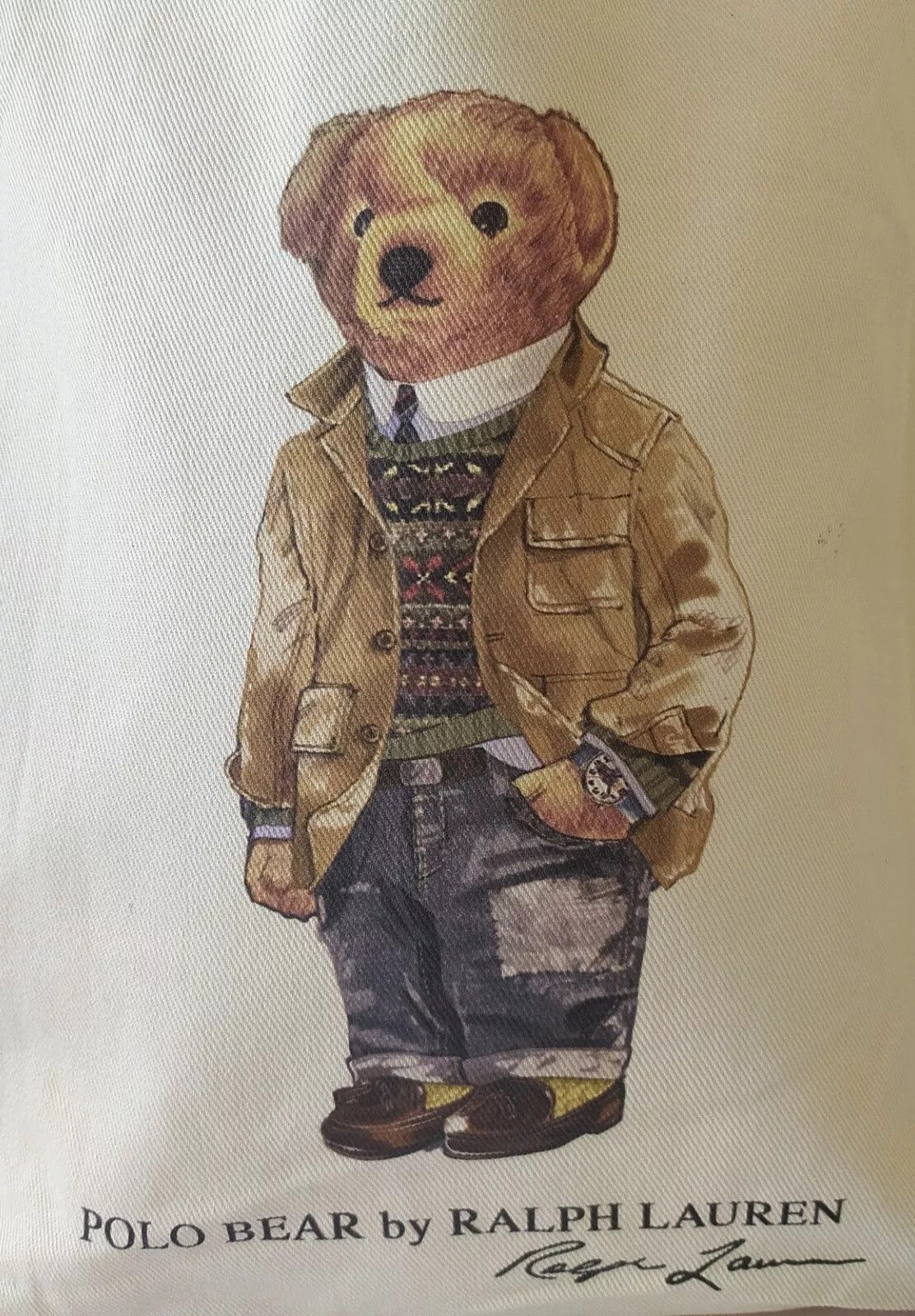 Polo Ralph Lauren Polo Ralph Lauren Polo Bear Cotton Canvas Tote Bag IFD 8043 Size ONE SIZE - 3 Thumbnail