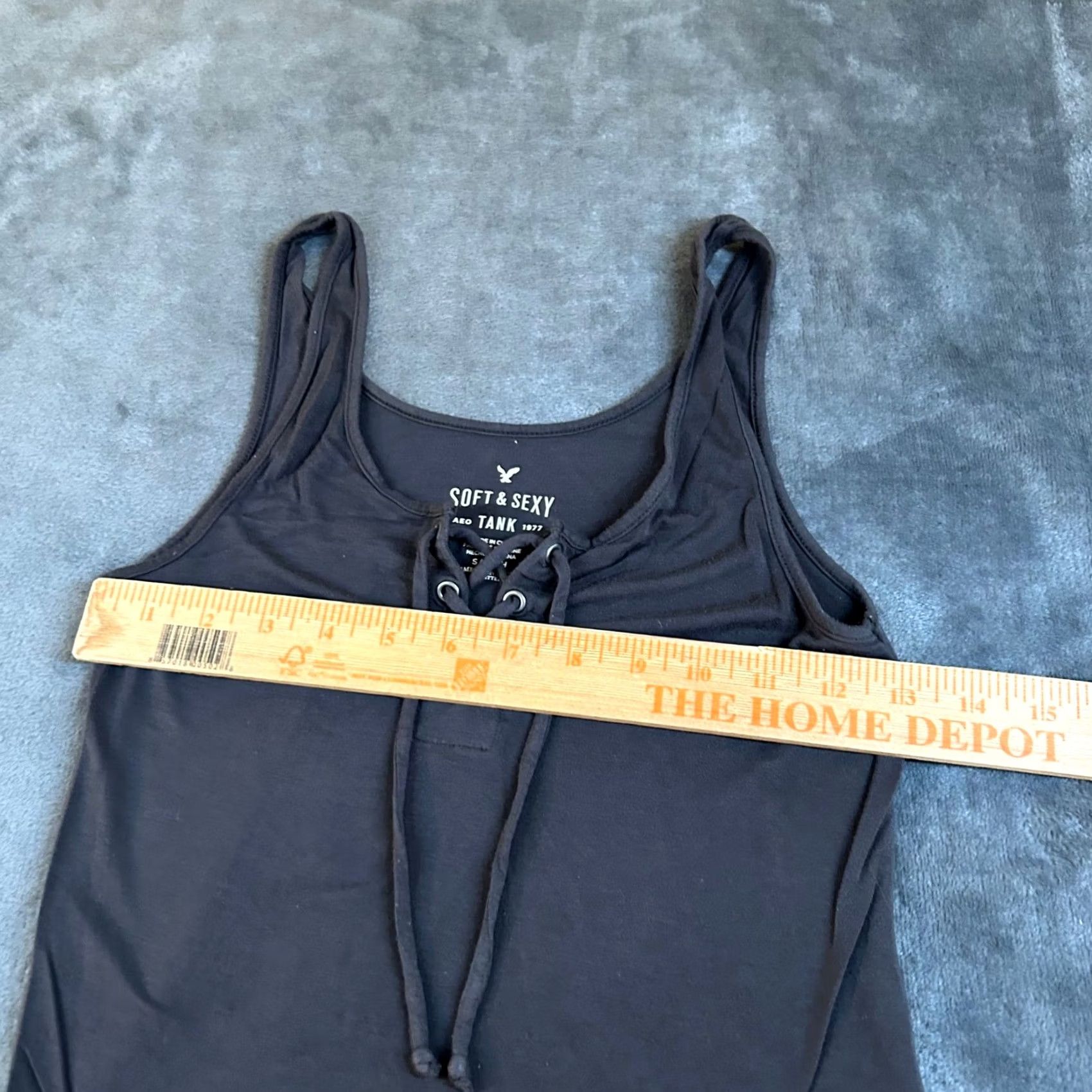 Vintage American Eagle Tank Women's Small Gray Lace-Up Sleeveless Scoop Neck Strappy Accent Basic Casual Size S / US 4 / IT 40 - 6 Thumbnail