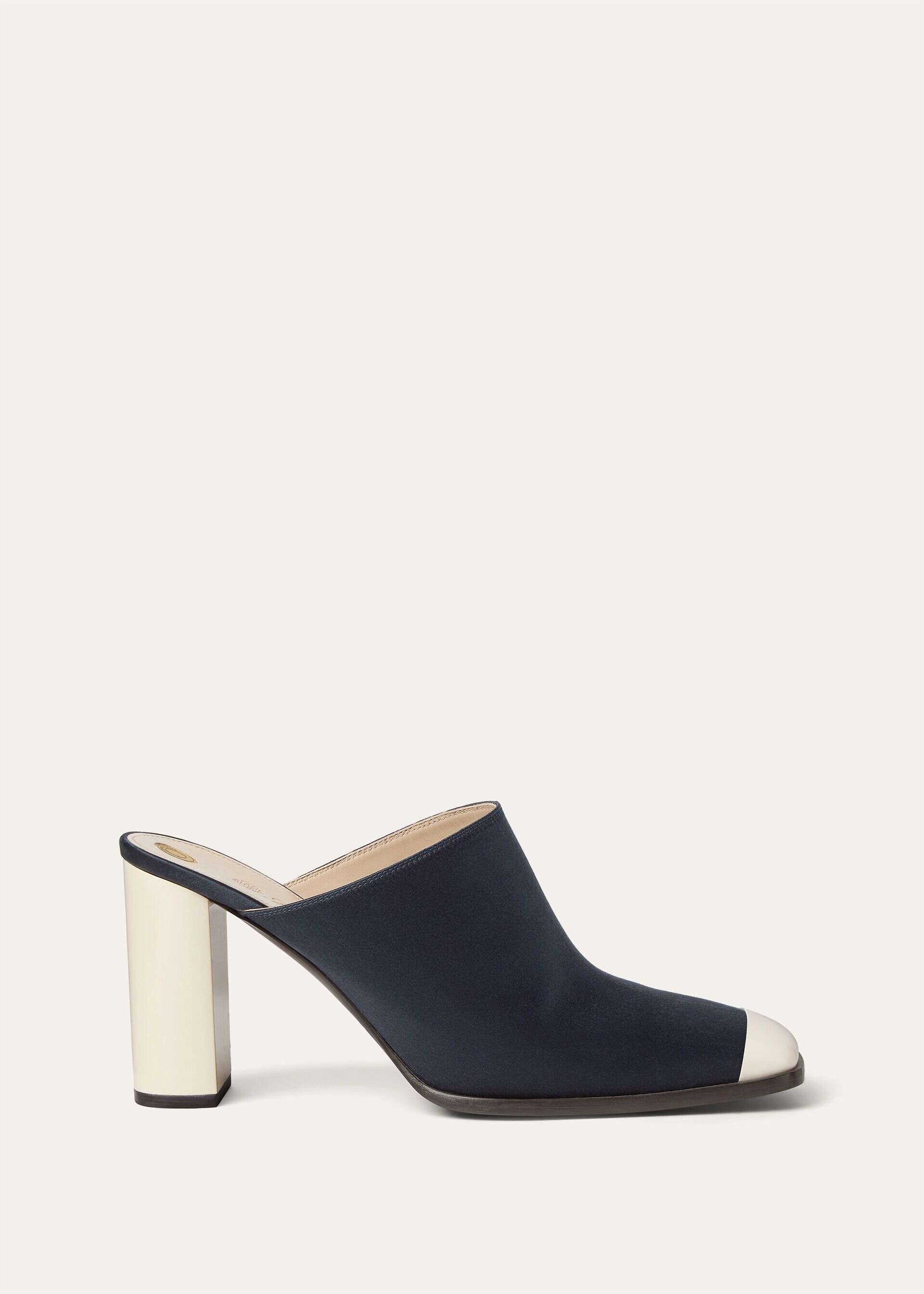 Loro Piana os11x0326 FAR1163 Alba Heeled Mules in Neon Navy Size US 6 / IT 36 - 1 Thumbnail