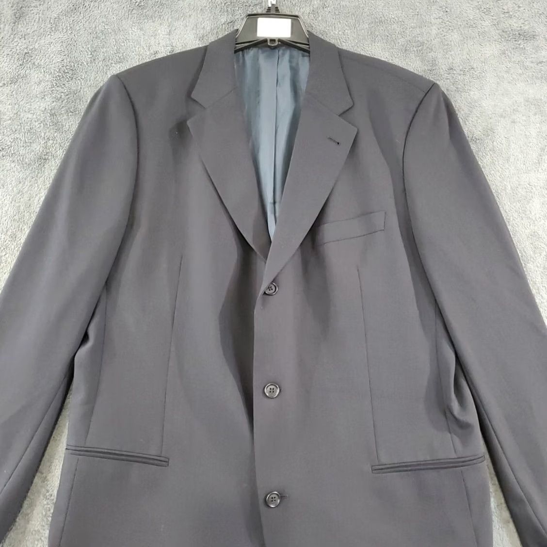 Hugo Boss HUGO BOSS Blazer Wool Blue Men's 46 Tall Wool Virgin / Dark Navy Solid Single-Breasted 3-Button Jacket Blazer Blazer Jacket Dress Coat Type: Blazer Size 46R - 2 Thumbnail