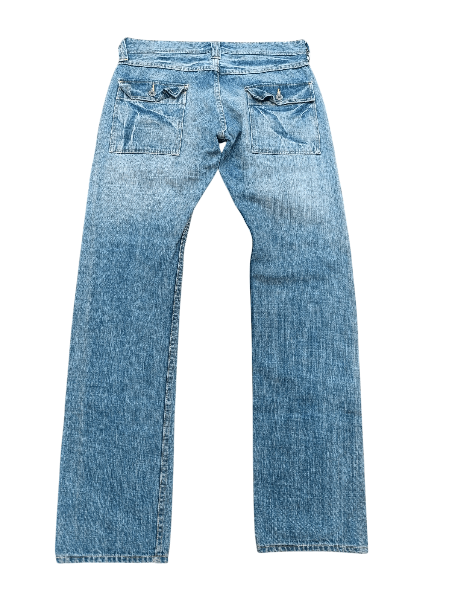 Designer VINTAGE 🔥 Back Number Japan Bush Pant Distressed Denim Size US 33 - 10 Thumbnail