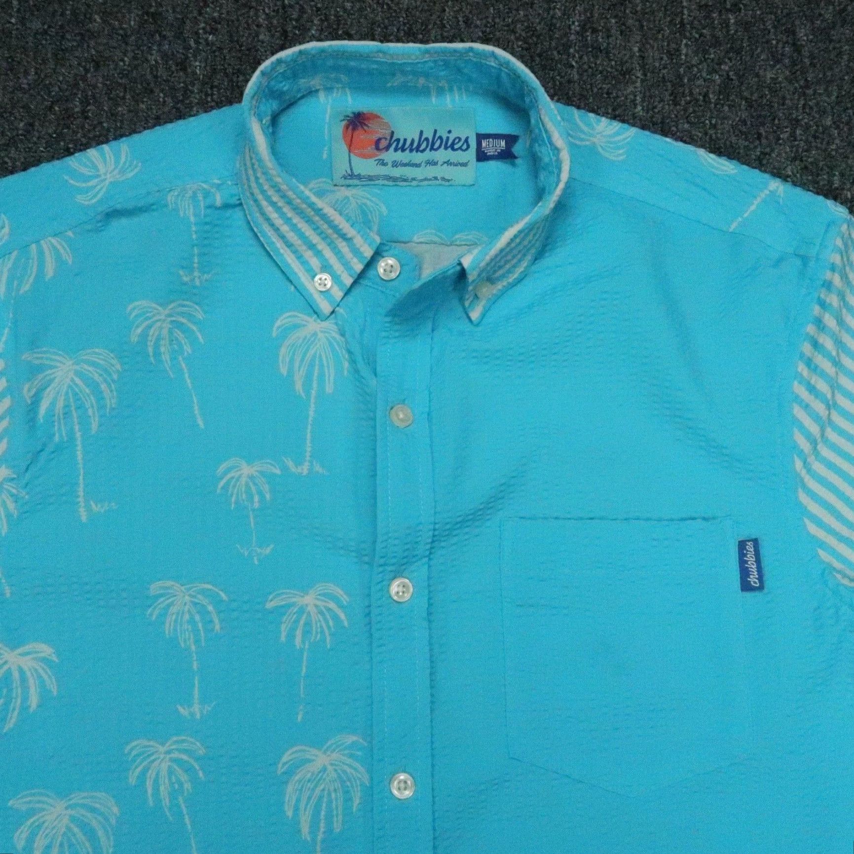 Chubbies Chubbies Short Sleeve Seersucker Shirt Mens Medium Blue White Size US M / EU 48-50 / 2 - 2 Thumbnail