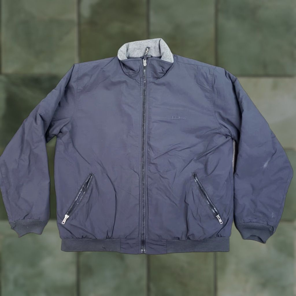 Vintage LL Bean Fleece Lined Mens Navy Blue Full Zip Long Sleeve Mock Neck Jacket Large Size US L / EU 52-54 / 3 - 1 Thumbnail