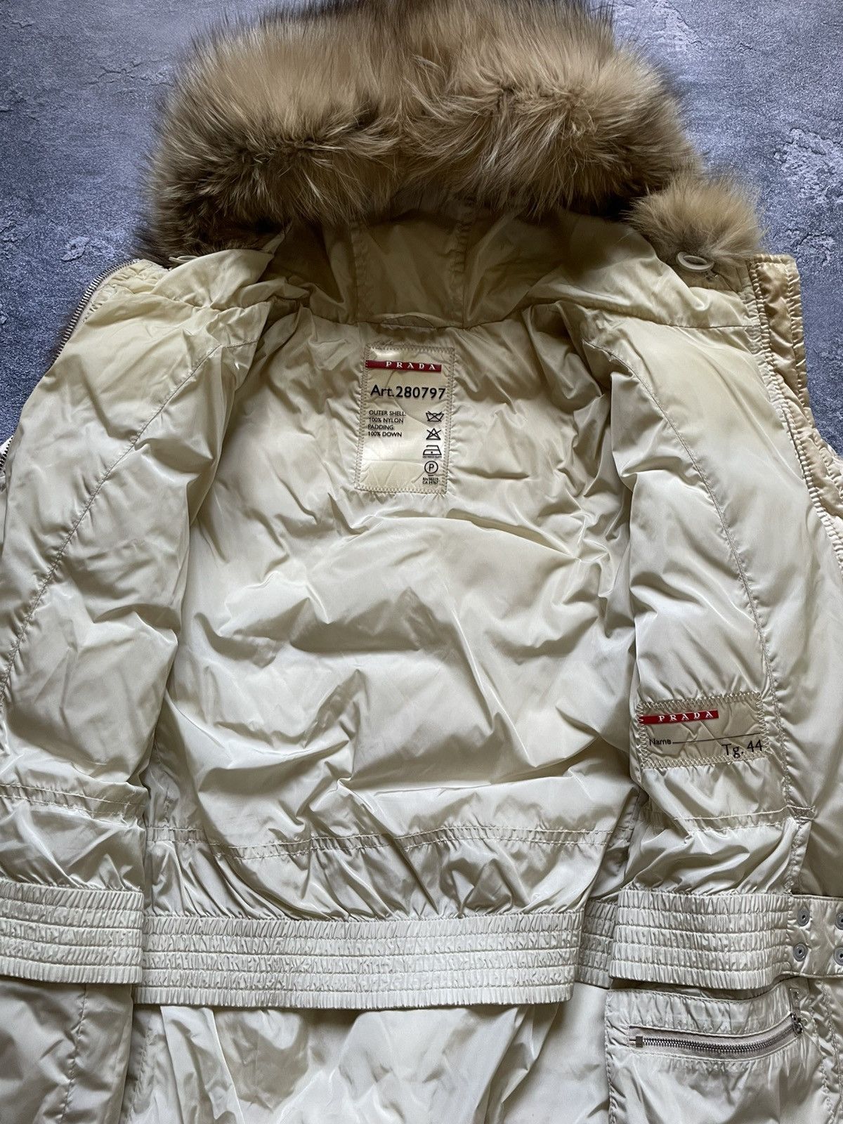 Prada × Vintage Vintage Prada Blue Fox Brown Tab Fur Hooded Down Jacket Size M / US 6-8 / IT 42-44 - 9 Thumbnail