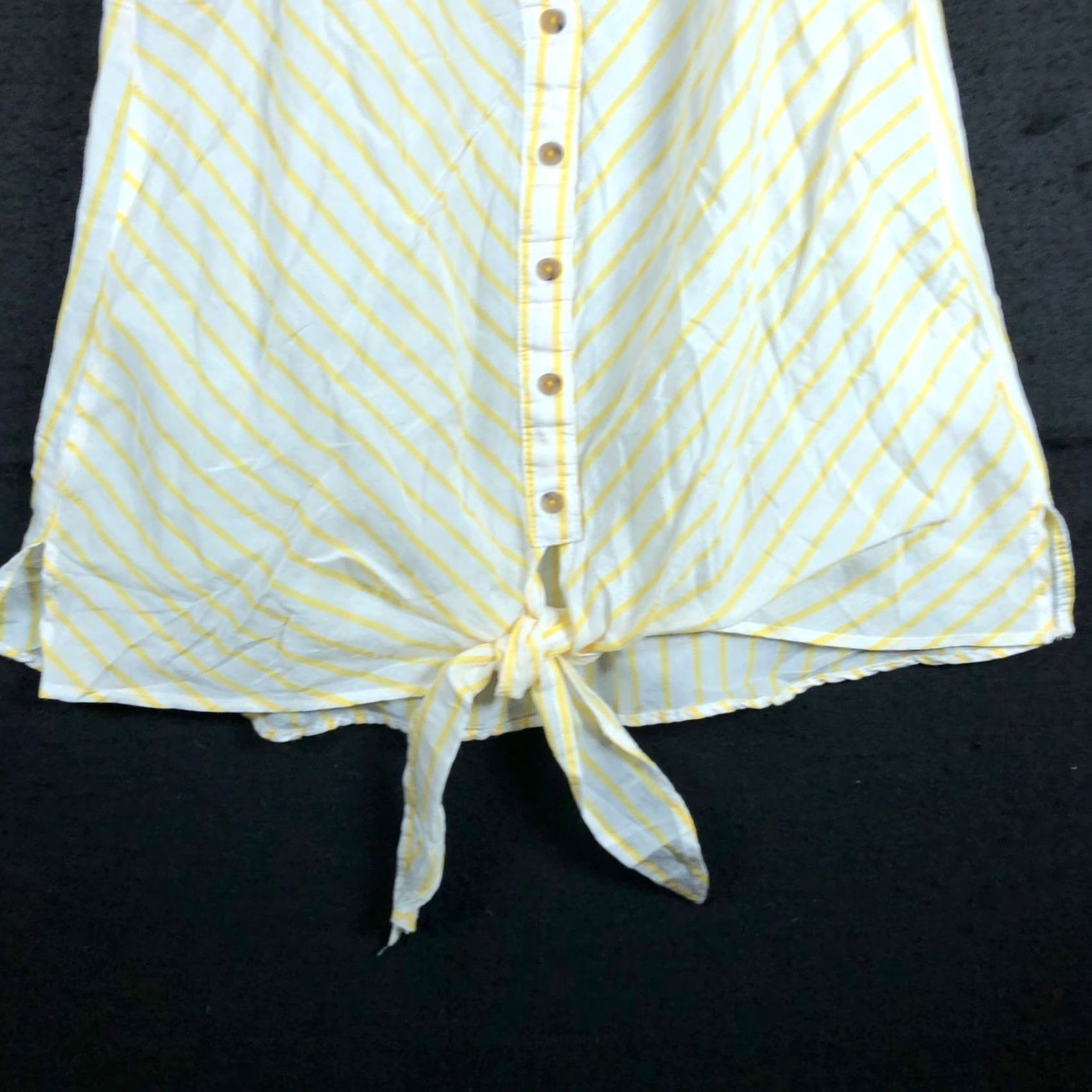 Anthropologie Maeve Anthropologie Blouse Women Striped White Yellow Button Down 6 Sheer V-Neck Sleeveless Size M / US 6-8 / IT 42-44 - 3 Thumbnail