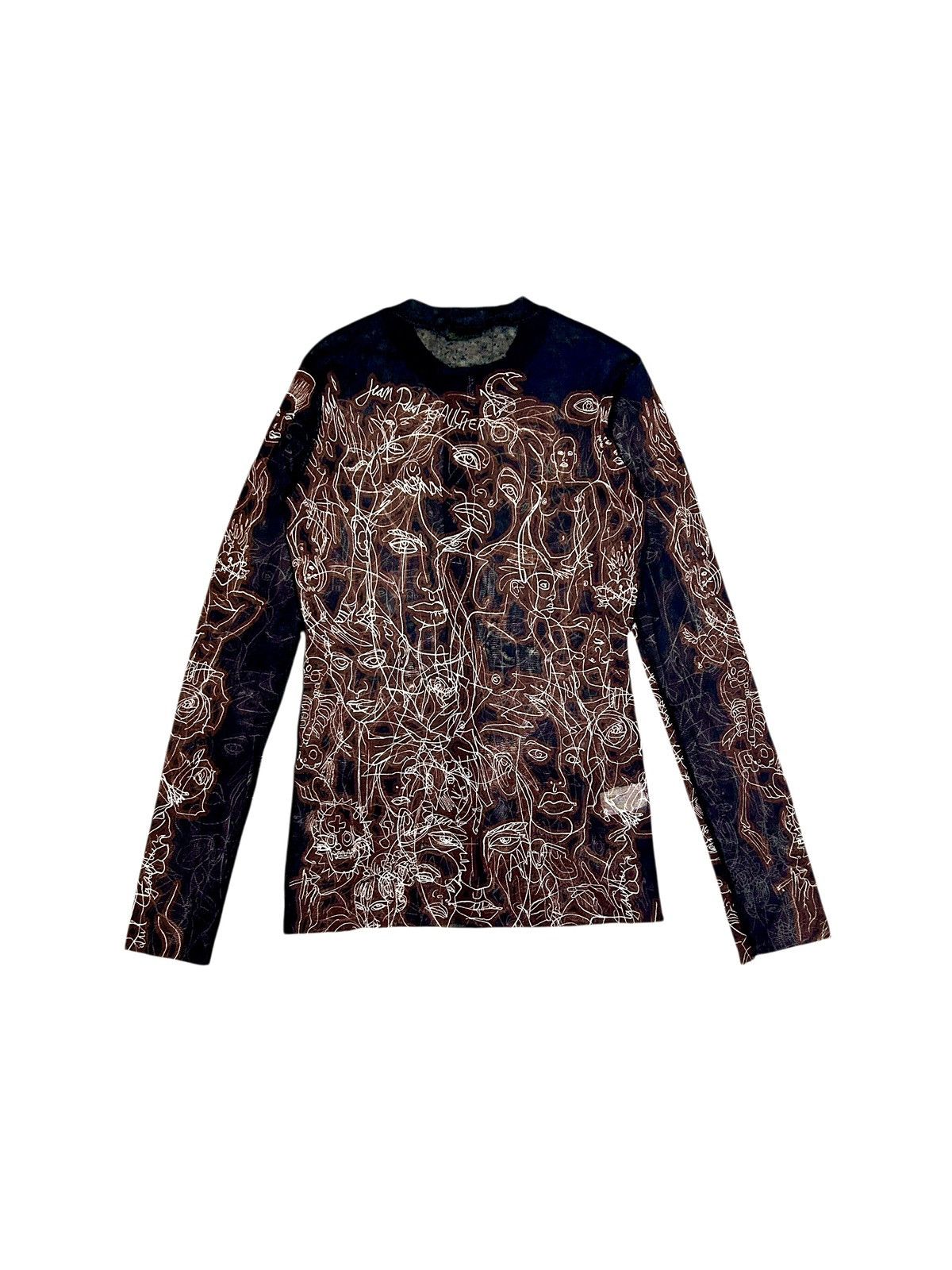 Jean Paul Gaultier 90s 'Sketchbook Faces' Mesh Cardigan Size M / US 6-8 / IT 42-44 - 3 Thumbnail