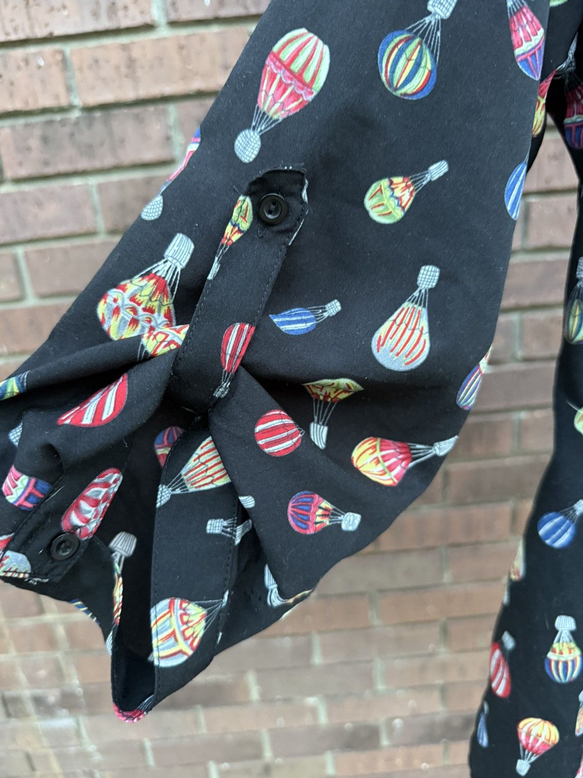 Other CALS Cal Style Hot Air Balloon Black Blouse Roll Tab Sleeve Size L / US 10 / IT 46 - 4 Thumbnail