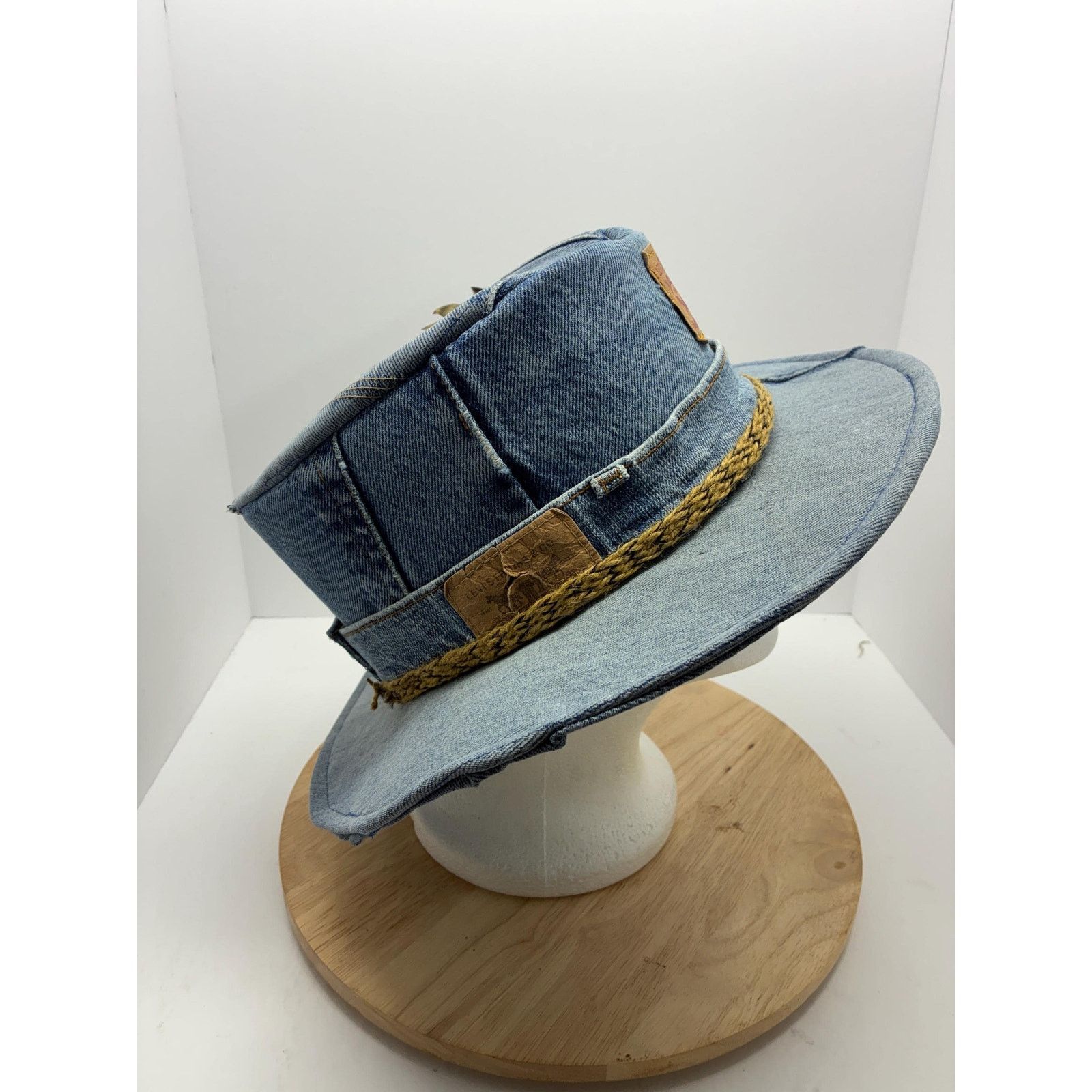 Other Handmade Upcycled Levi's Denim Bucket Hat – Pheasant Feather Size ONE SIZE - 7 Thumbnail