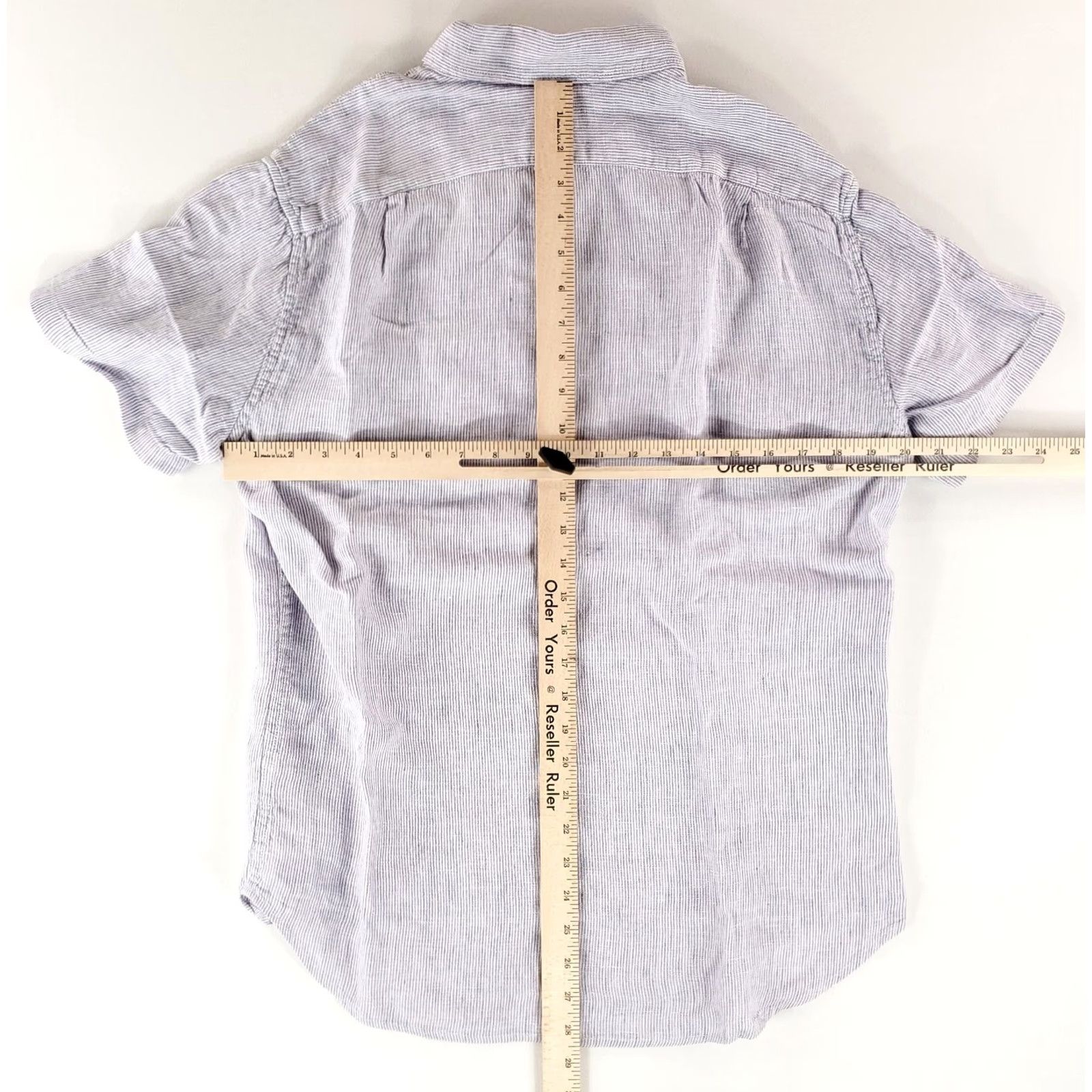 J.Crew J. Crew Linen Button Down Shirt Blue White Striped Short Sleeve M Mens Multicolor Size US M / EU 48-50 / 2 - 6 Thumbnail