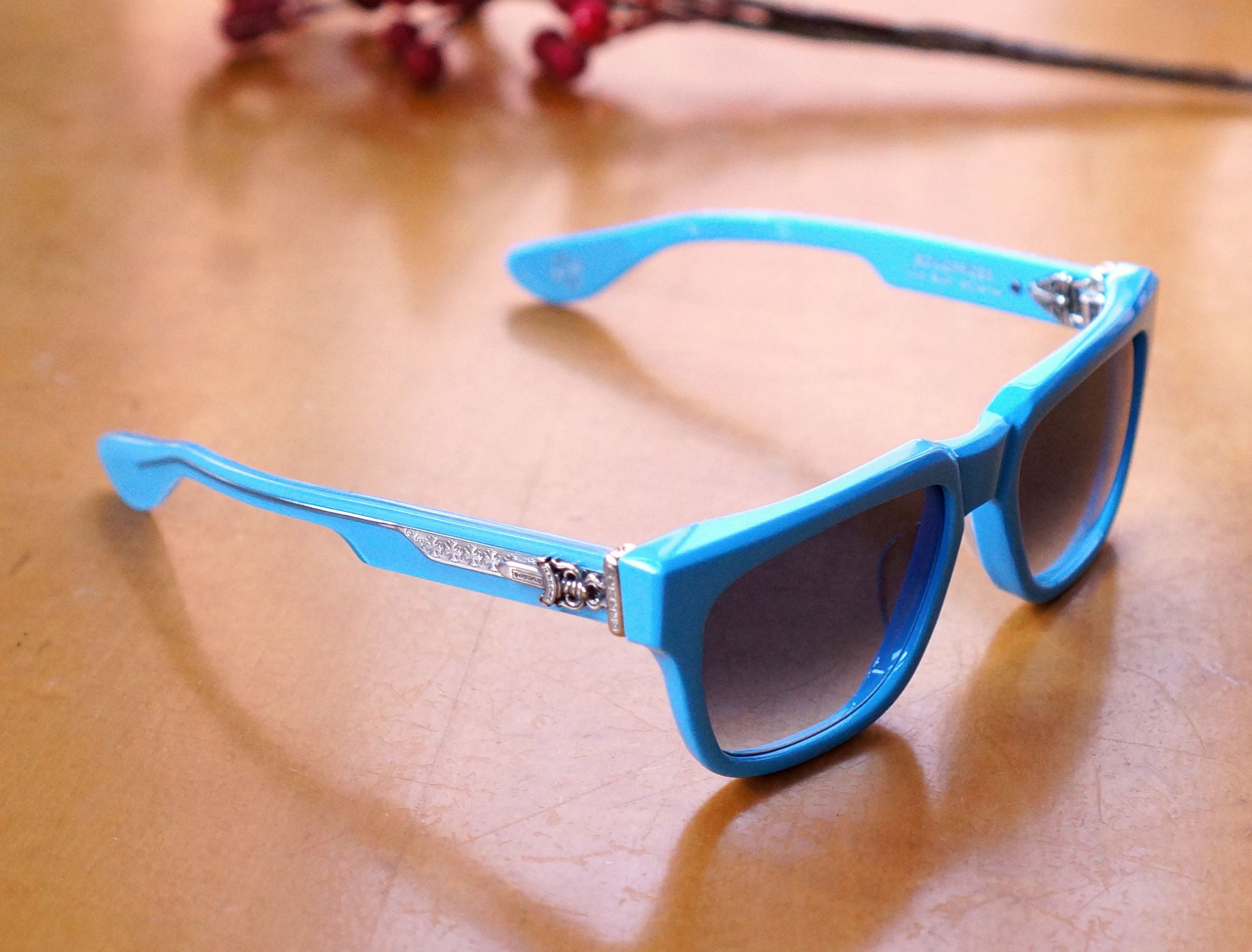 image of Chrome Hearts Blue Box Officer Sunglasses ~, Men's