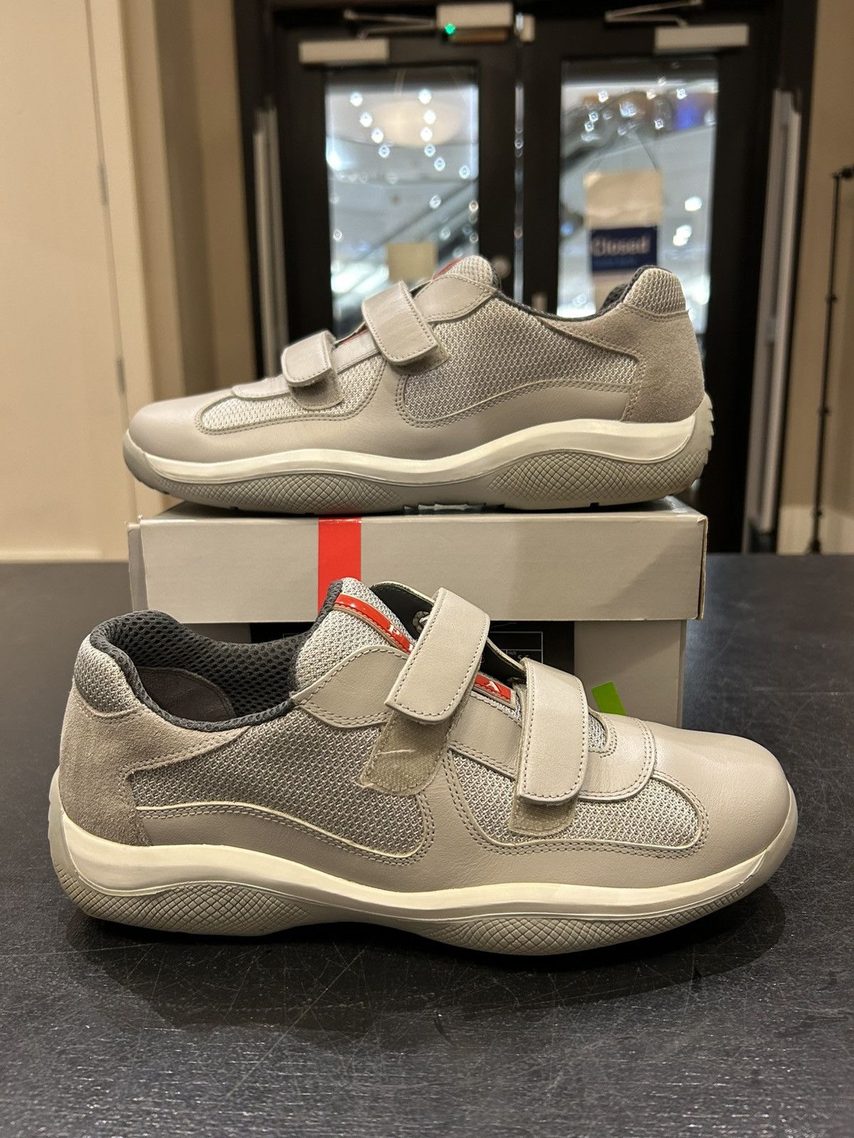 Prada Prada Americas Cup Strap Sneaker - Grey Size US 5.5 / EU 38 - 1 Thumbnail