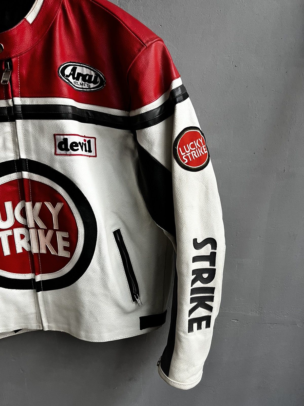 Vintage Lucky Strike Leather Jacket Racing Vintage Size US XL / EU 56 / 4 - 4 Thumbnail