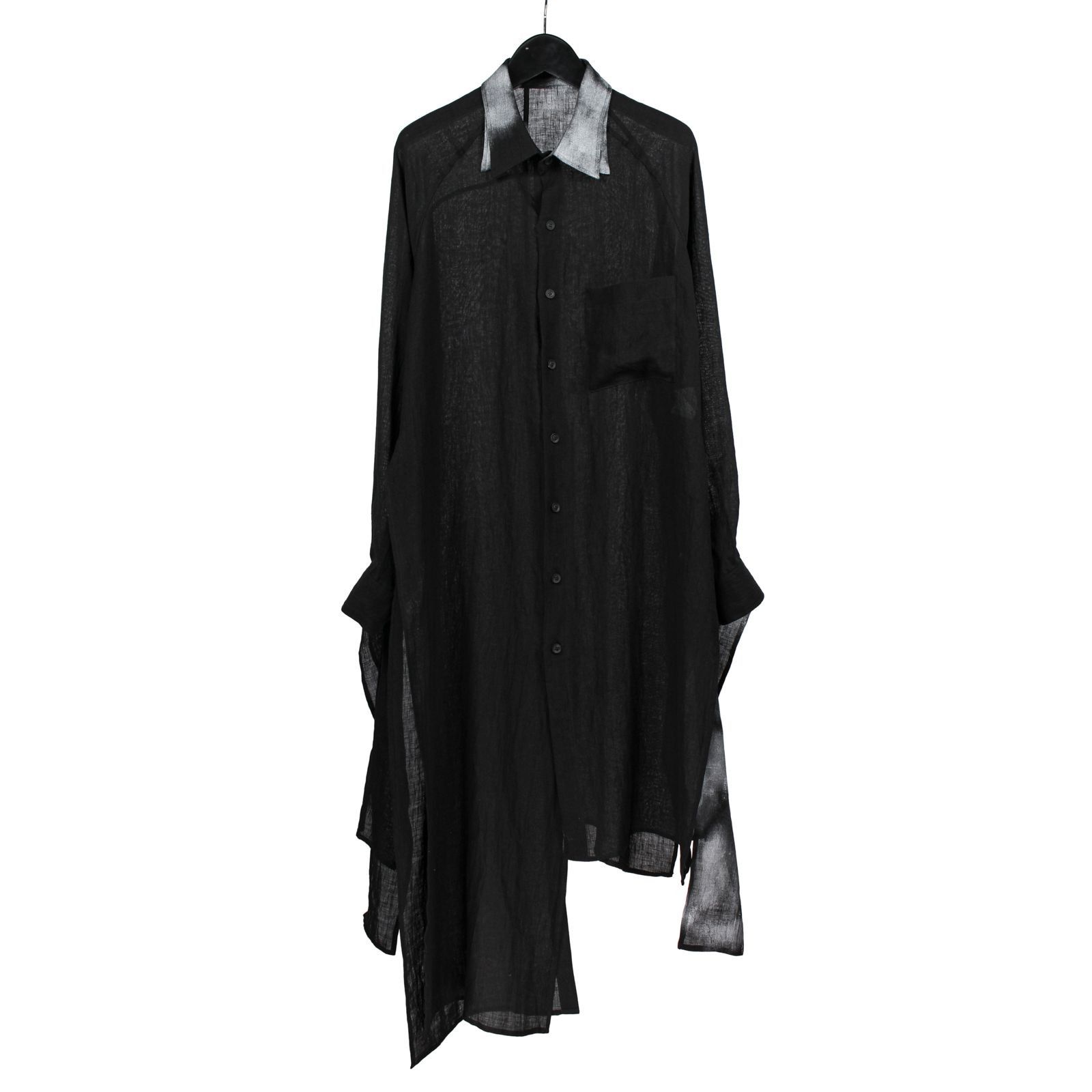 Yohji Yamamoto Yohji Yamamoto Pour Homme - Linen Gathered Hem Long Shirt Size US M / EU 48-50 / 2 - 1 Thumbnail