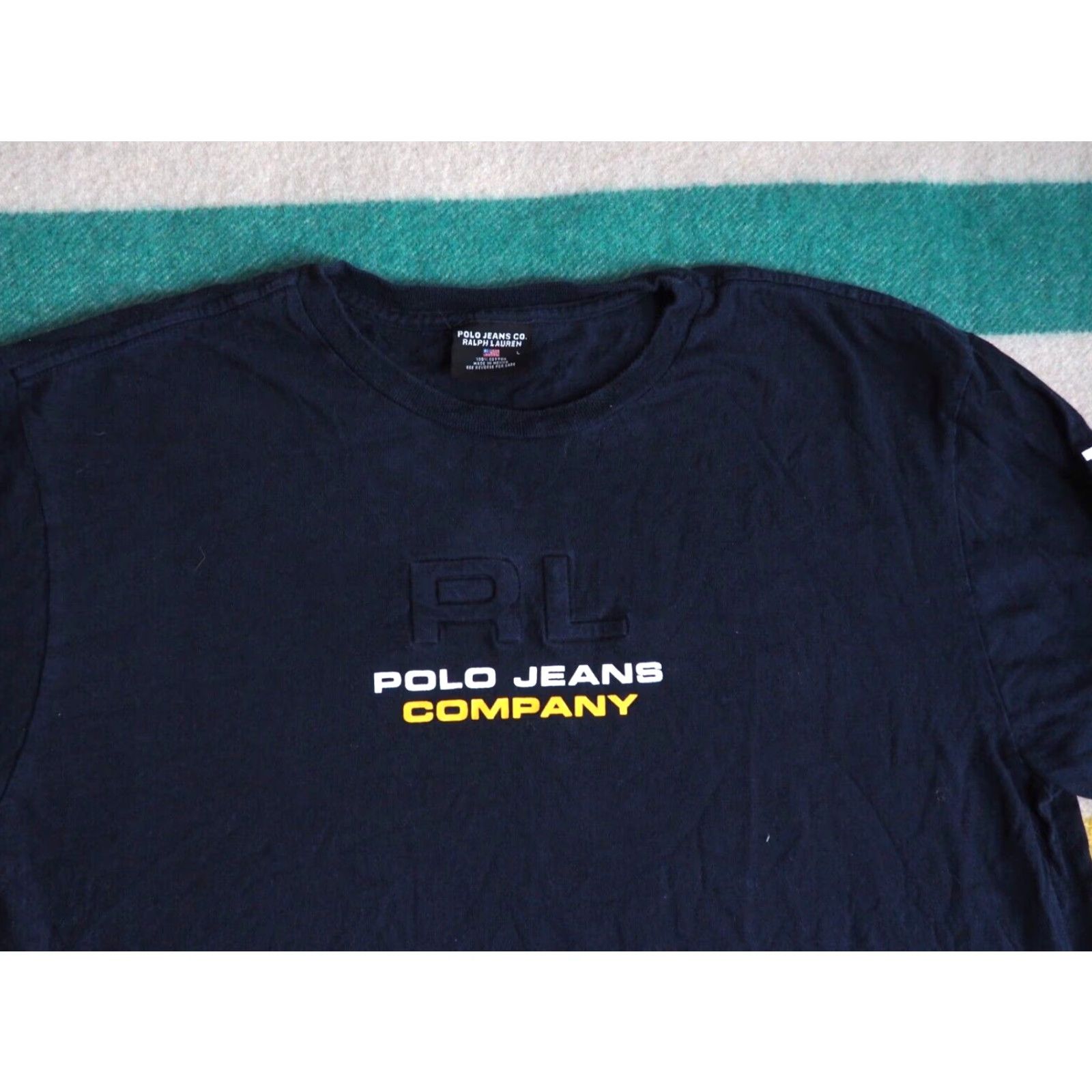 Ralph Lauren VTG Y2k Polo Jeans Ralph Lauren Spellout Logo Navy Blue L/S Tee T-Shirt L Mens Shirt Long Sleeve Blue RL Polo Jeans Logo 90s 00s Shirts Size US L / EU 52-54 / 3 - 3 Thumbnail