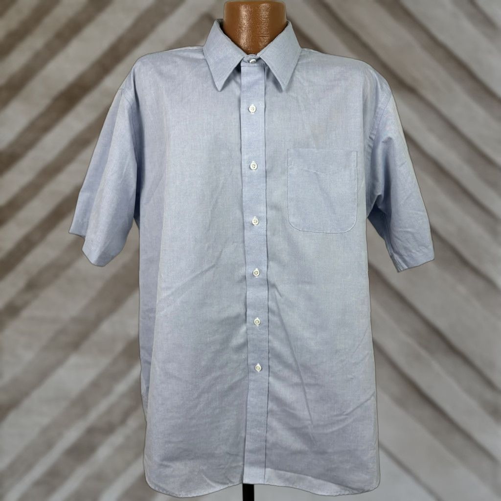 Roundtree & Yorke VINTAGE Roundtree & Yorke Oxford Shirt Men 2XL Button-Up Short Sleeve Blue 90s Wrinkle Resistant Pockets Preppy 90s Mens Size US XXL / EU 58 / 5 - 1 Thumbnail