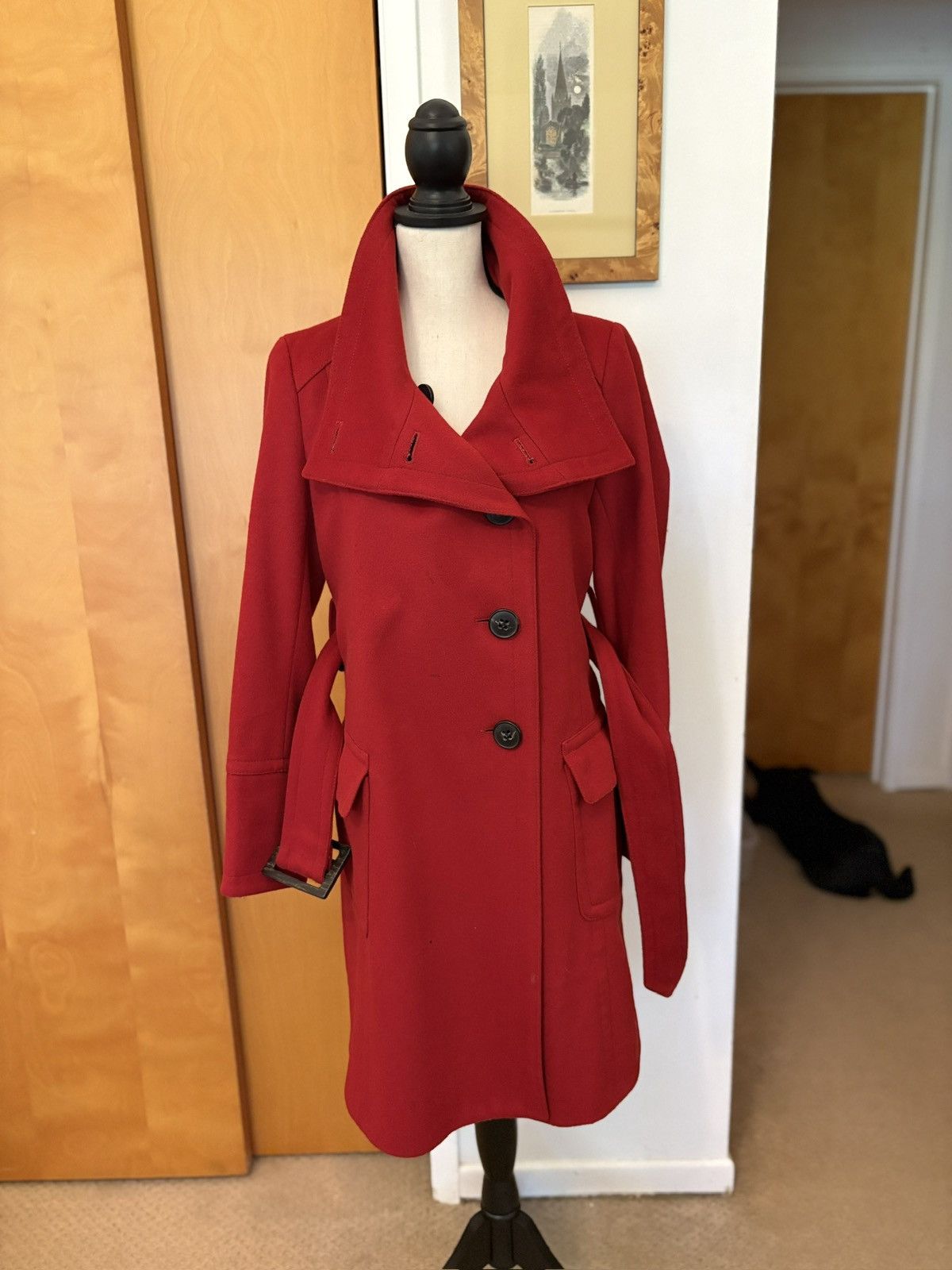 Zara Zara Red Wool Trench Coat Size M / US 6-8 / IT 42-44 - 2 Thumbnail