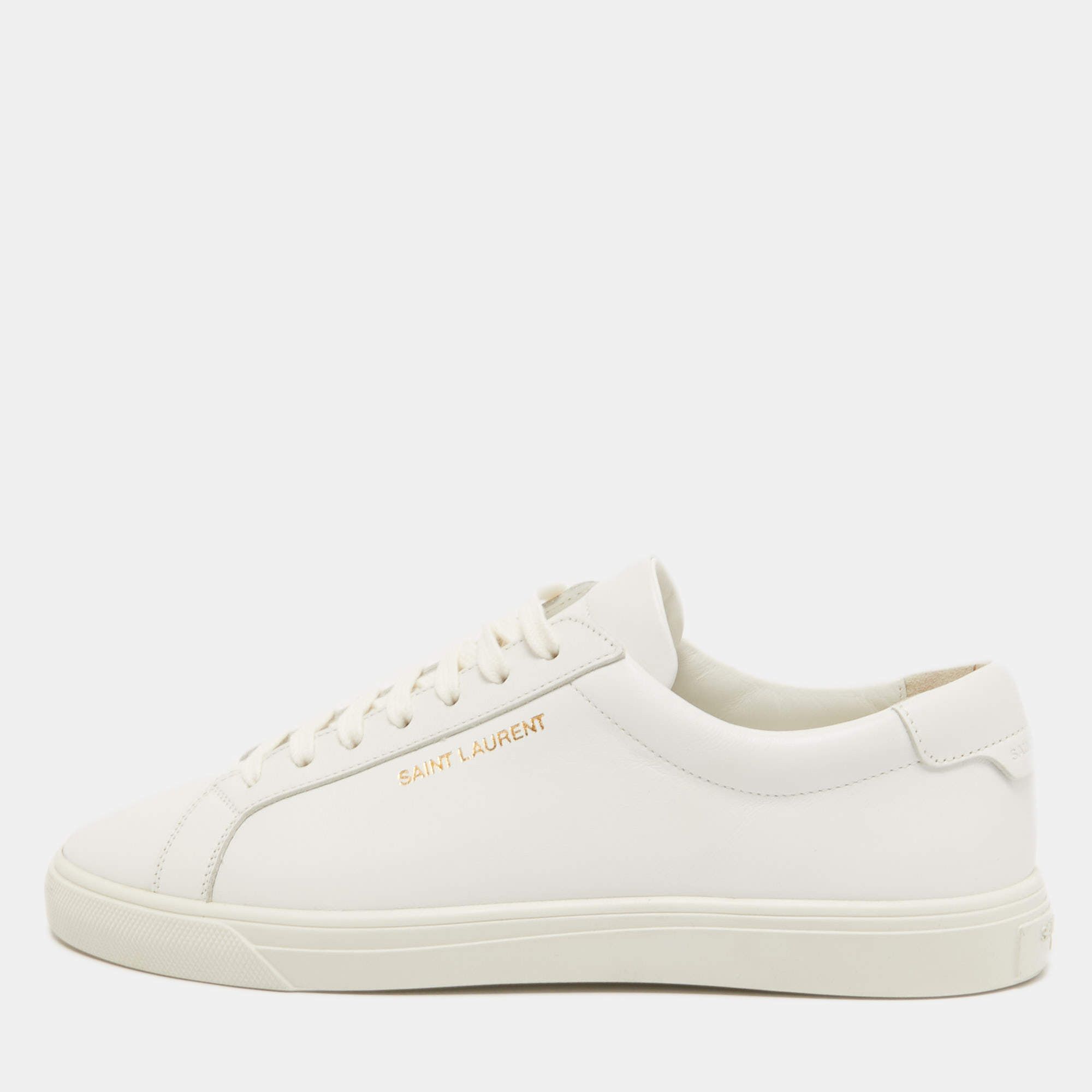 Saint Laurent Paris o1bcso1str1224 Classic Andy White Leather Sneaker in White Size US 12 / EU 45 - 1 Thumbnail