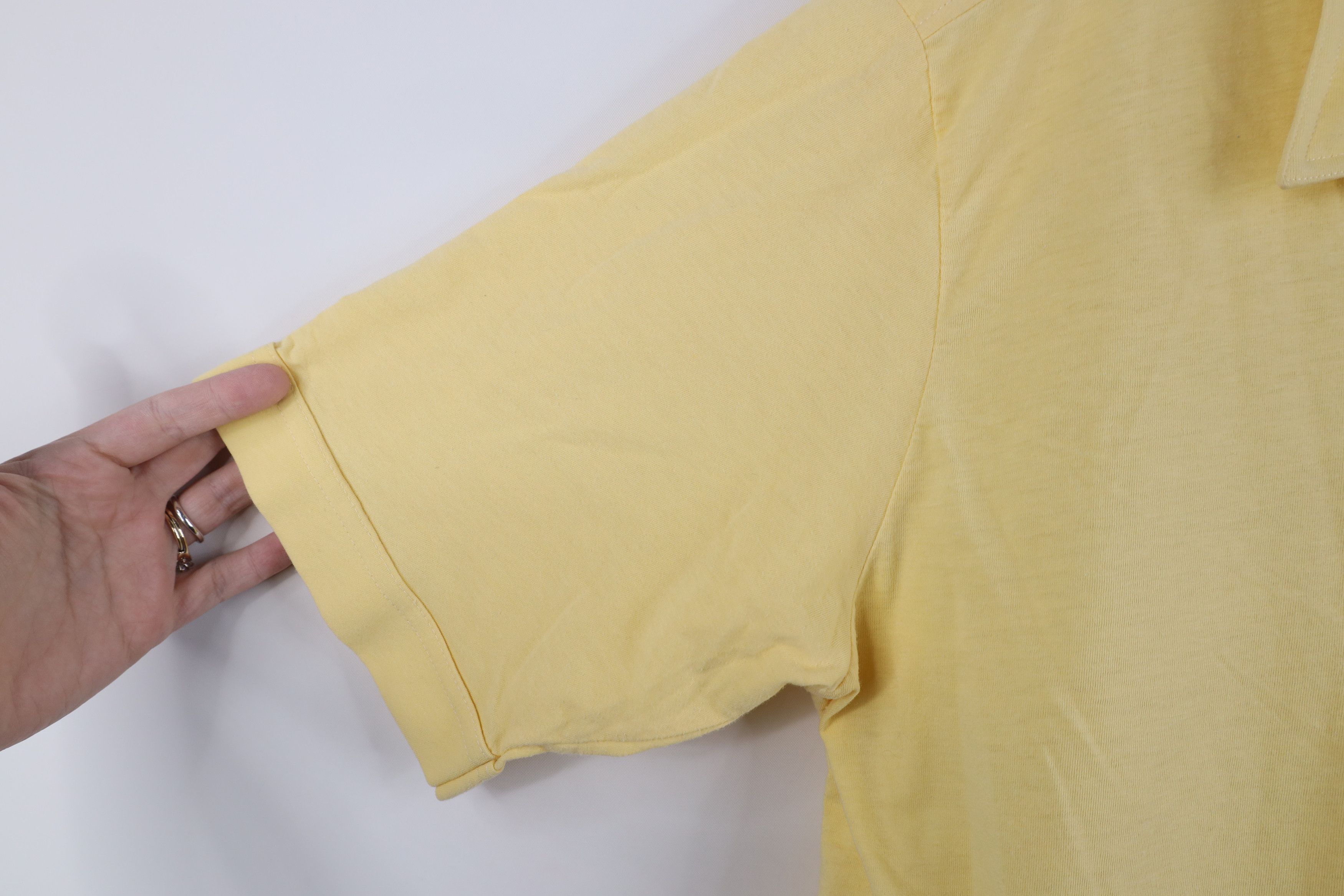 Vintage Vintage 70s Streetwear Blank Knit Collared Polo Shirt Yellow Size US L / EU 52-54 / 3 - 8 Thumbnail