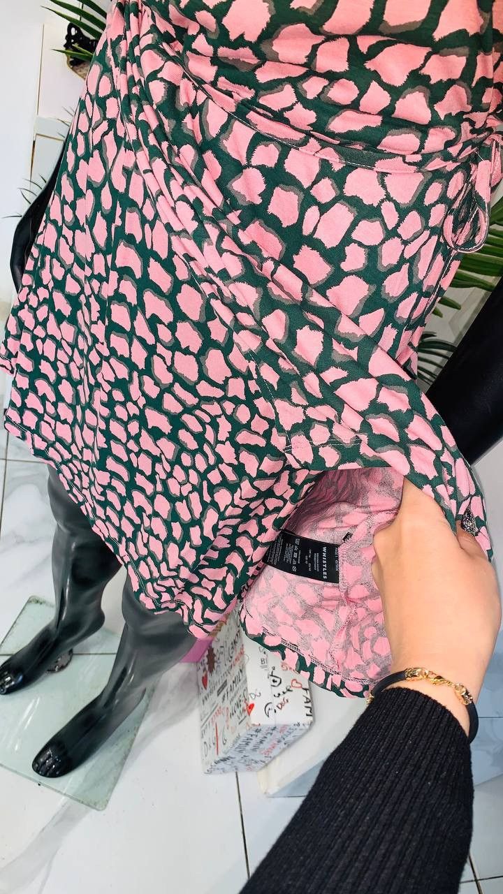 Whistles WHISTLES | Giraffe Print Wrap Mini Dress | US 10 UK 14 | NWT Size XL / US 12-14 / IT 48-50 - 8 Thumbnail
