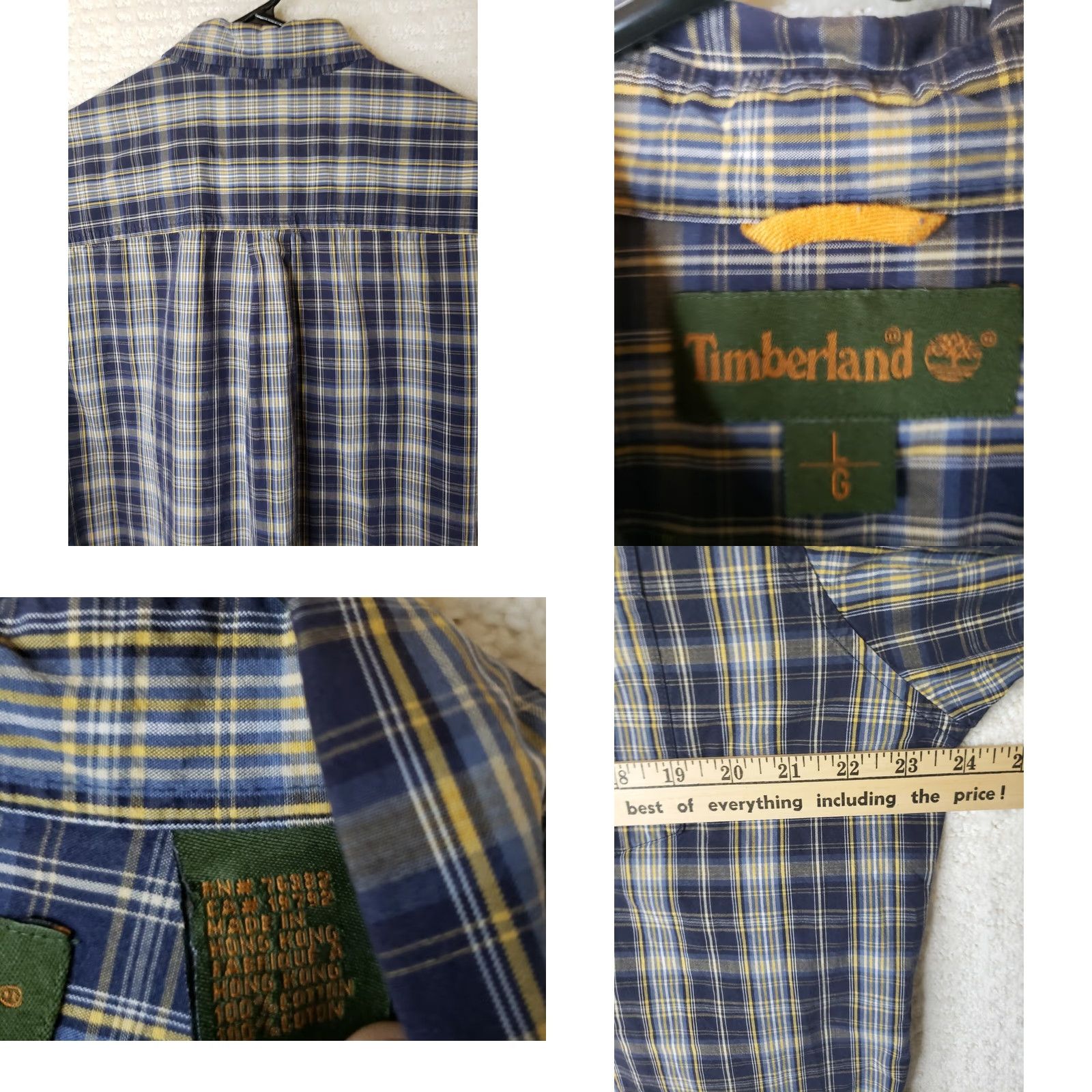 Timberland Timberland Shirt Mens Large Plaid Blue Button-Front Long-Sleeve Size US L / EU 52-54 / 3 - 8 Thumbnail
