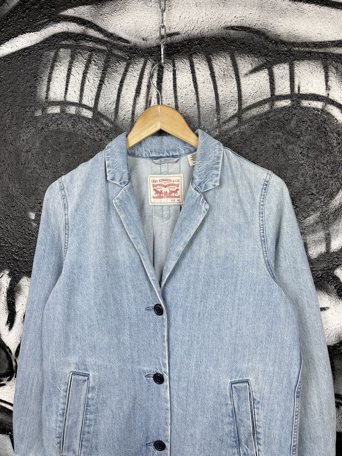 Levi's Vintage Clothing Levi’s Washed Blue Denim Long Coat Women’s Jacket Size XS Size XS / US 0-2 / IT 36-38 - 3 Thumbnail