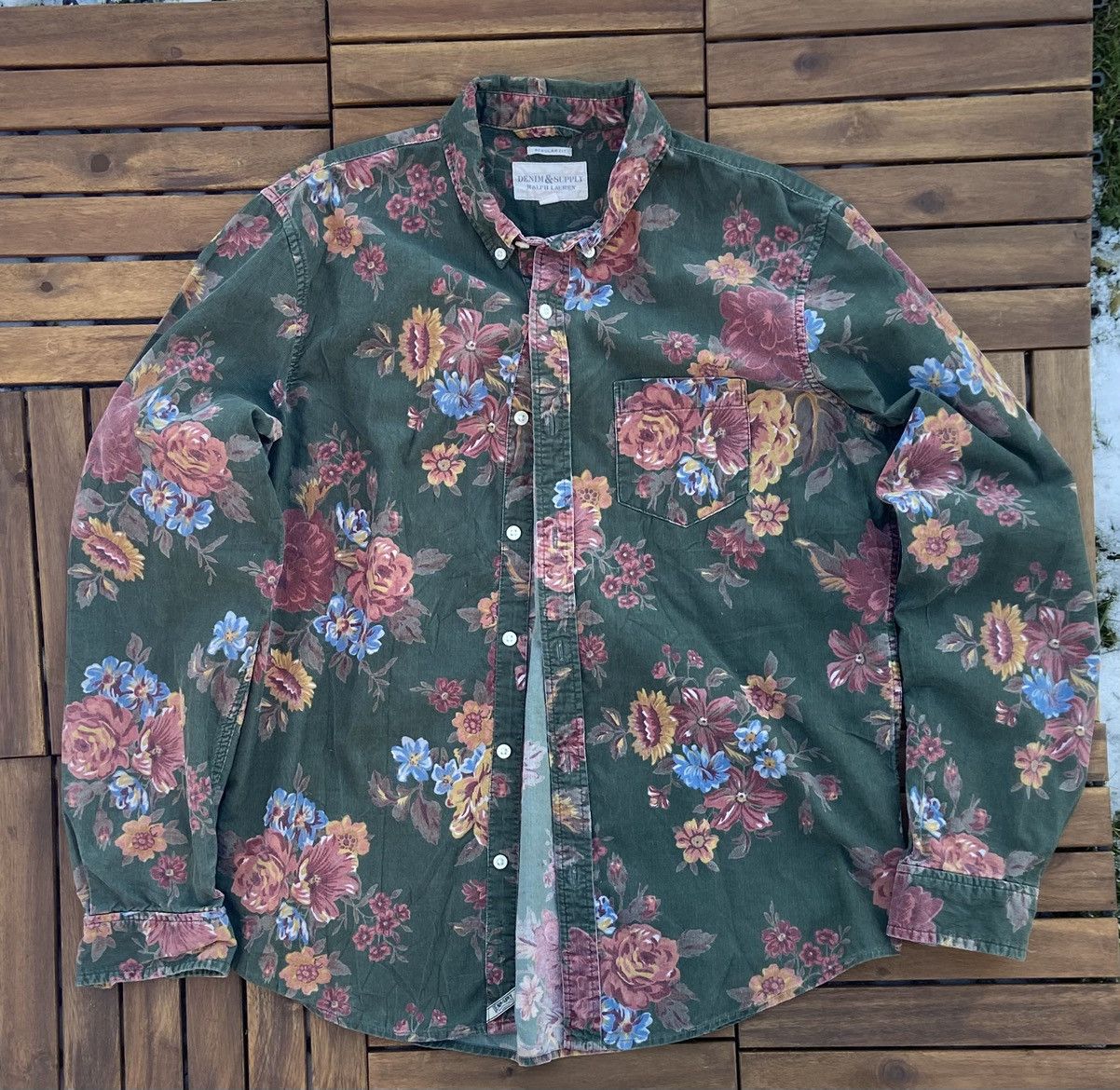 Denim & Supply Ralph Lauren 🟤Vintage Denim & Supply Corduroy Floral Shirt Rare🟤 Size US L / EU 52-54 / 3 - 1 Thumbnail