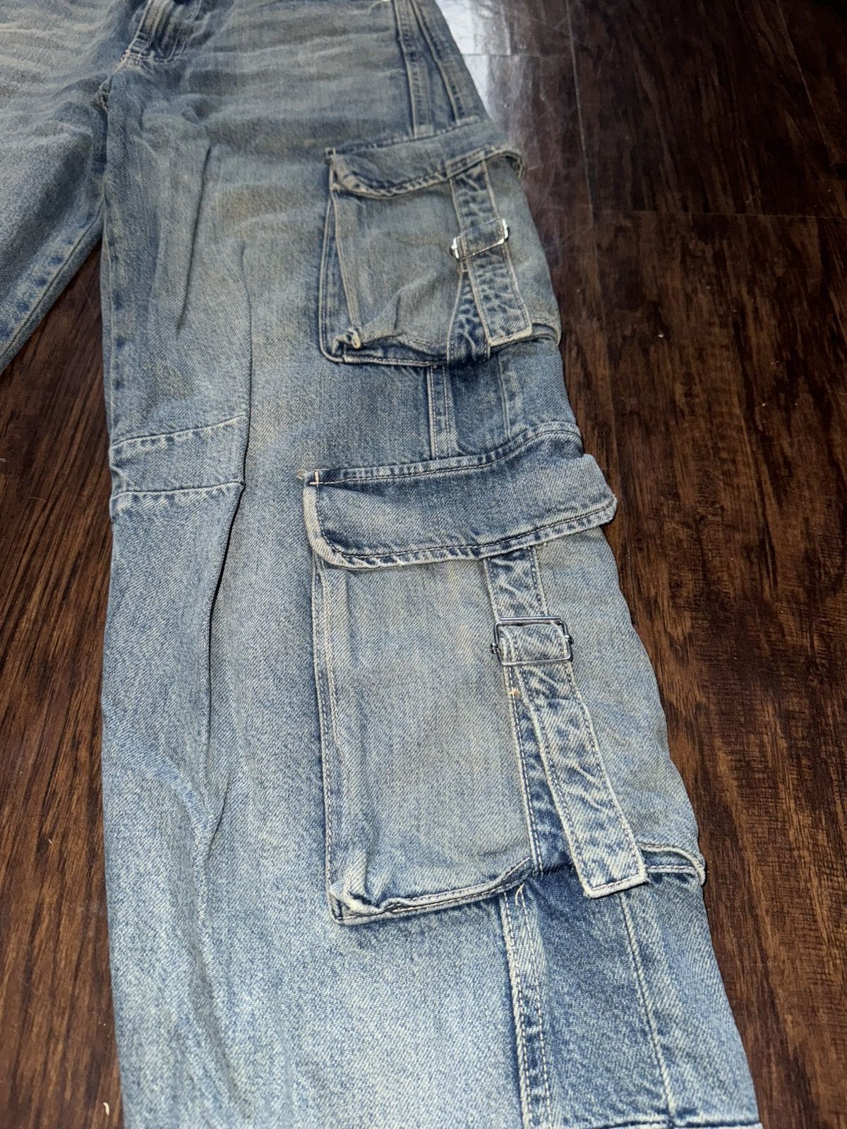 Zara Zara Blue Denim Cargo Pants Size 26" / US 2 / IT 38 - 2 Thumbnail