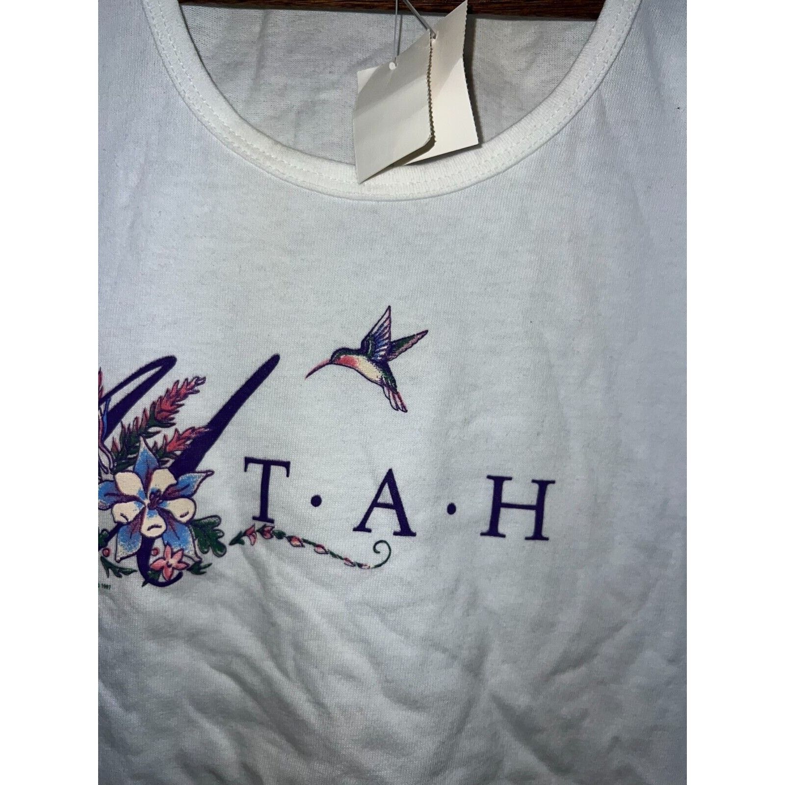 Vintage Womens Vintage Utah Top Hummingbird White Shirt Tee Women M Size M / US 6-8 / IT 42-44 - 4 Thumbnail