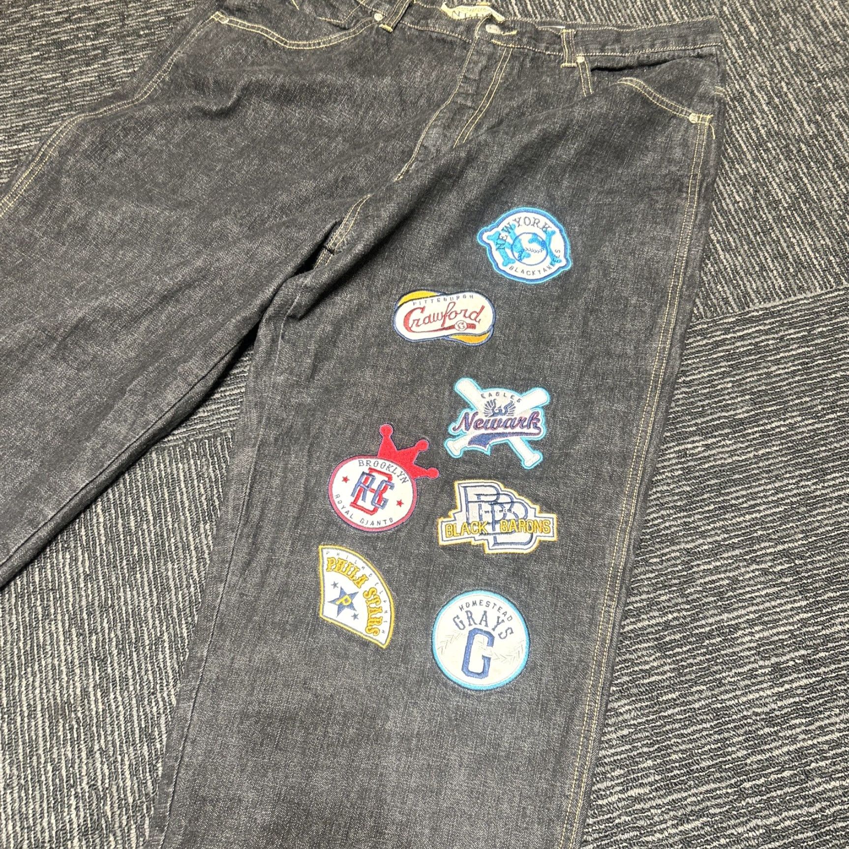 Vintage NLBPA Negro League Baseball Players Jeans Mens 40x32 Blue 100% Cotton Denim Relaxed Baggy Logos Patches Vintage-No N/A Size US 40 / EU 56 - 4 Thumbnail