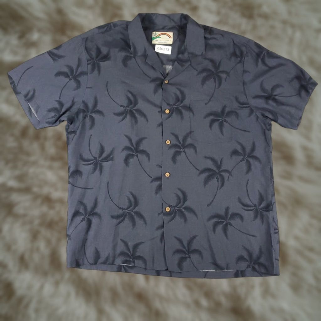 Paradise Found Vintage Paradise Found Hawaiian Shirt Mens Large Gray Palm Tree Floral Casual Beach Aloha Size US L / EU 52-54 / 3 - 1 Thumbnail