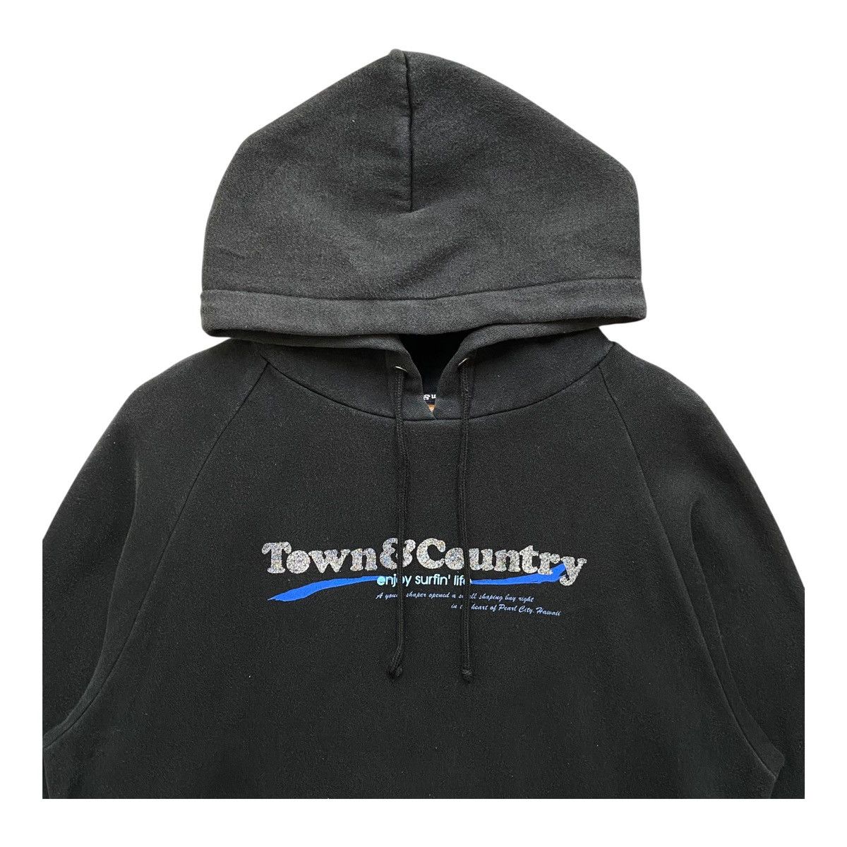 Vintage Vintage Town & Country Surf Hoodie Y2K Surf Style Black M Size US M / EU 48-50 / 2 - 2 Thumbnail