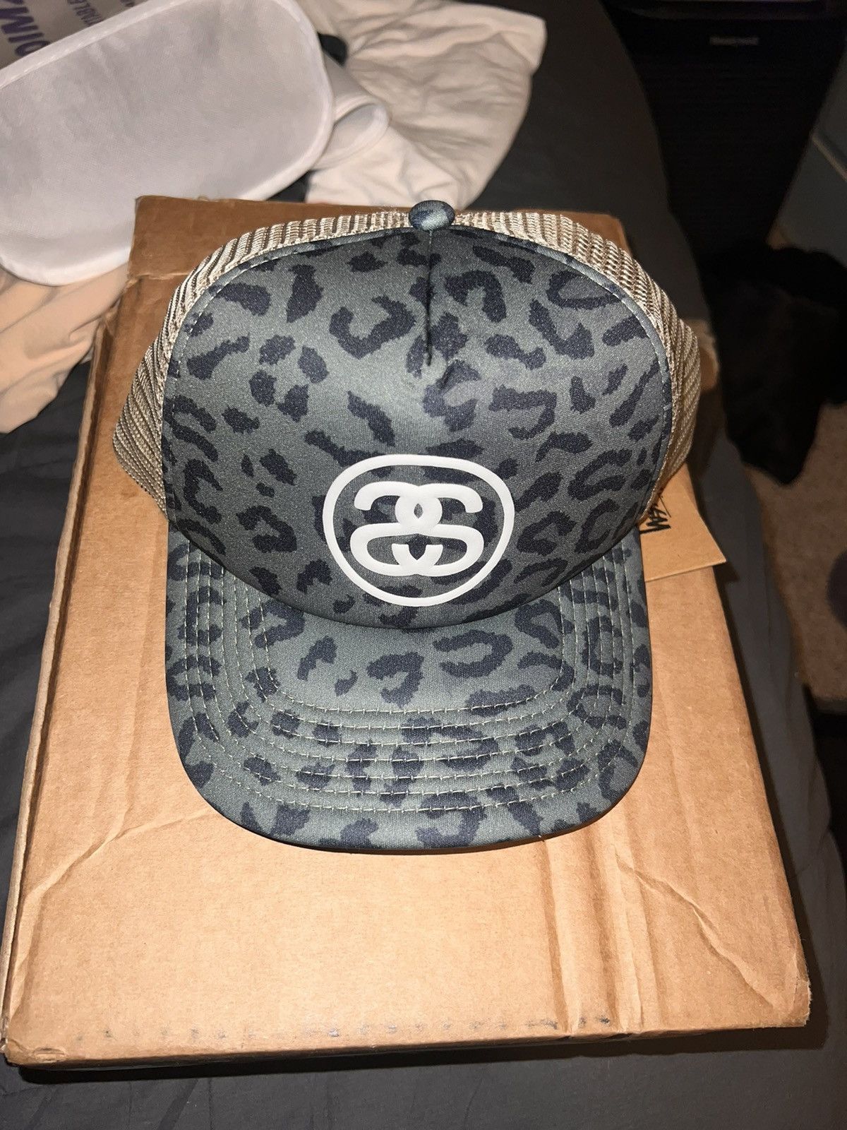 Stussy SS link trucker cap Leopard | Grailed