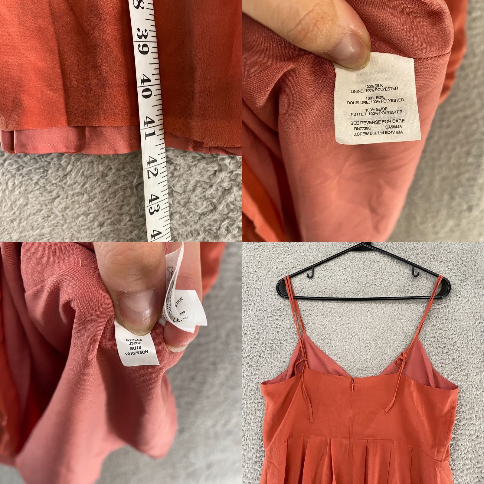 Madewell Madewell Silk Fern Dress Womens 14 Orange Knee Length V-Neck Sleeveless Cami Style Strap Zipper Size XL / US 12-14 / IT 48-50 - 8 Thumbnail