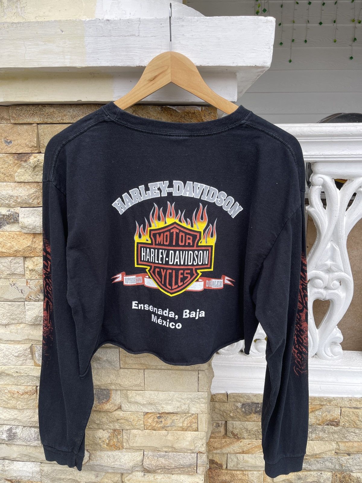 Harley Davidson × Vintage LastDrop🔥Rare🔥Vtg Harley Davidson Thrashed Flame Long Sleeve Size US L / EU 52-54 / 3 - 2 Thumbnail
