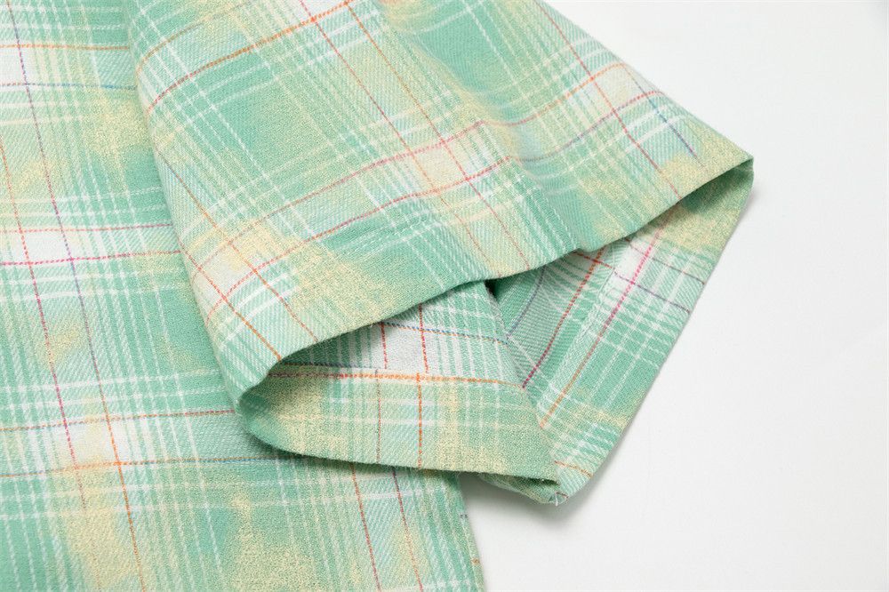 Vintage Men's hip-hop trendy plaid tie-dye gradient casual shirt Size US M / EU 48-50 / 2 - 5 Thumbnail