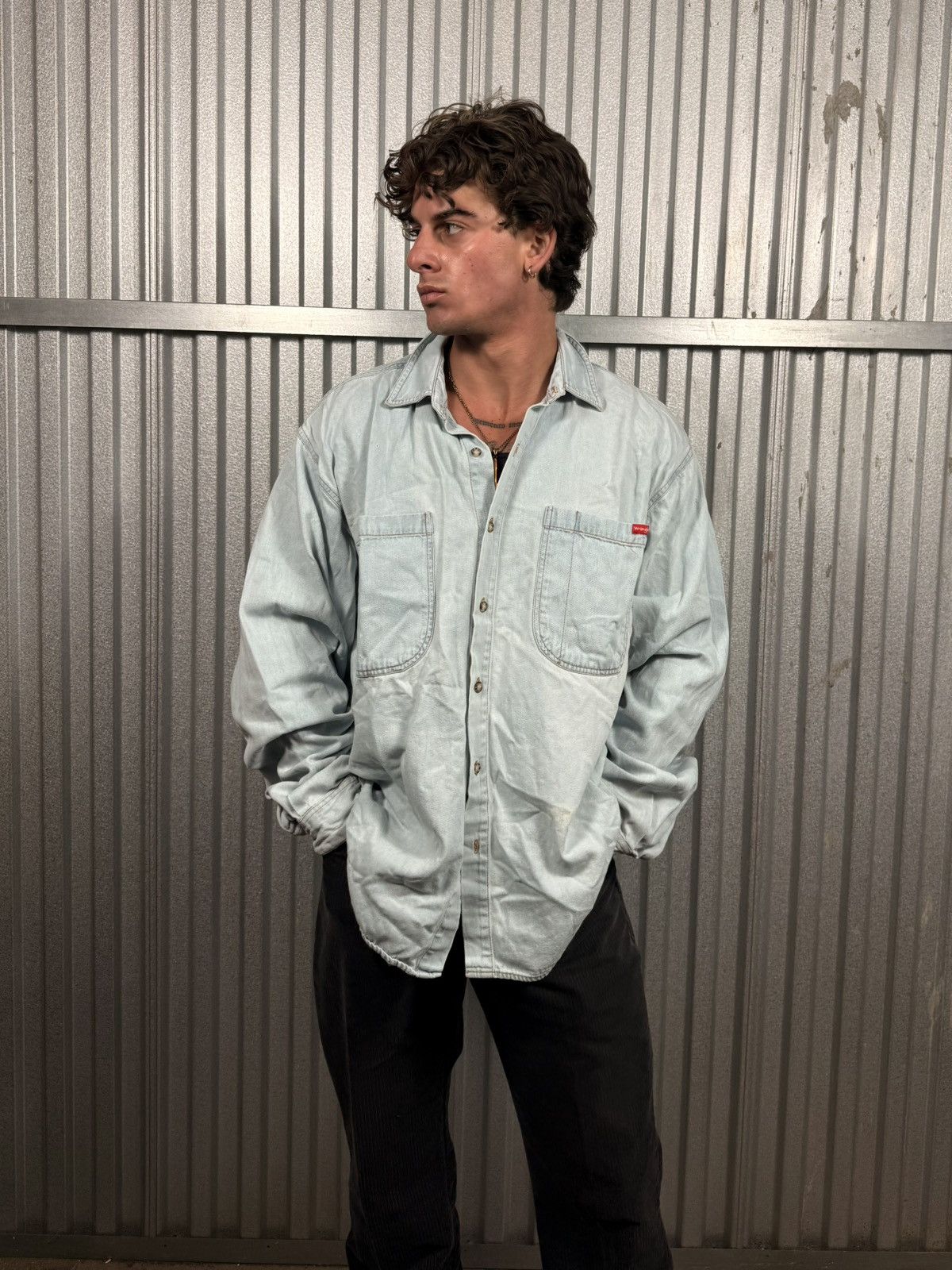 Wrangler Vintage Wrangler Western Denim USA Button Up Shirt Size US XL / EU 56 / 4 - 1 Thumbnail