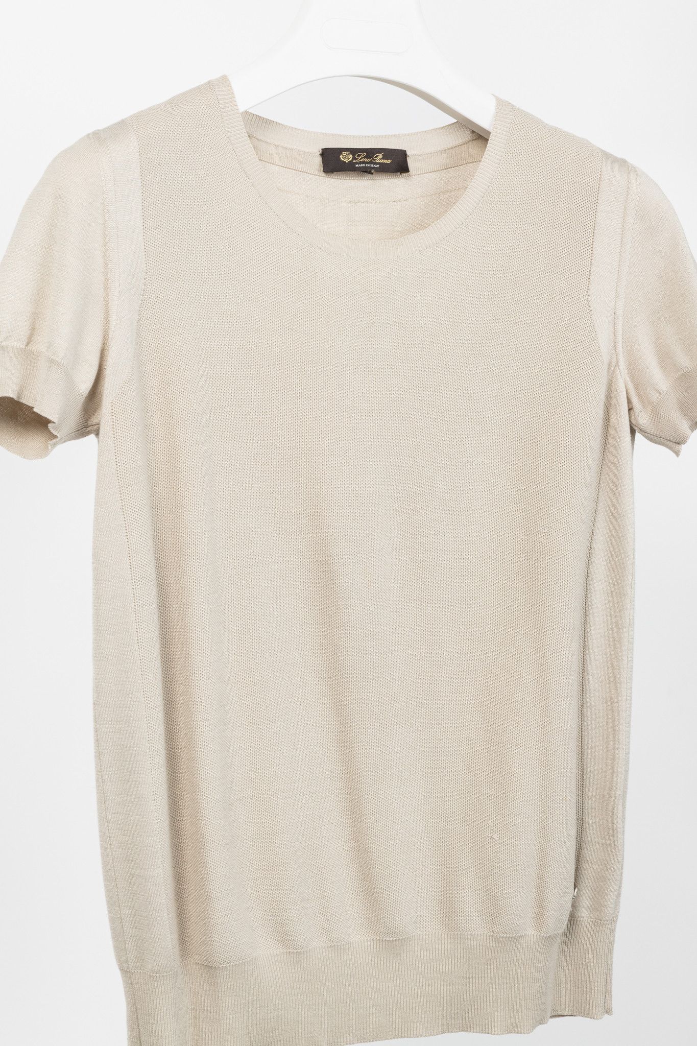Loro Piana Loro Piana Beige Silk & Cotton Knit Short-Sleeve Sweater Size M / US 6-8 / IT 42-44 - 3 Thumbnail